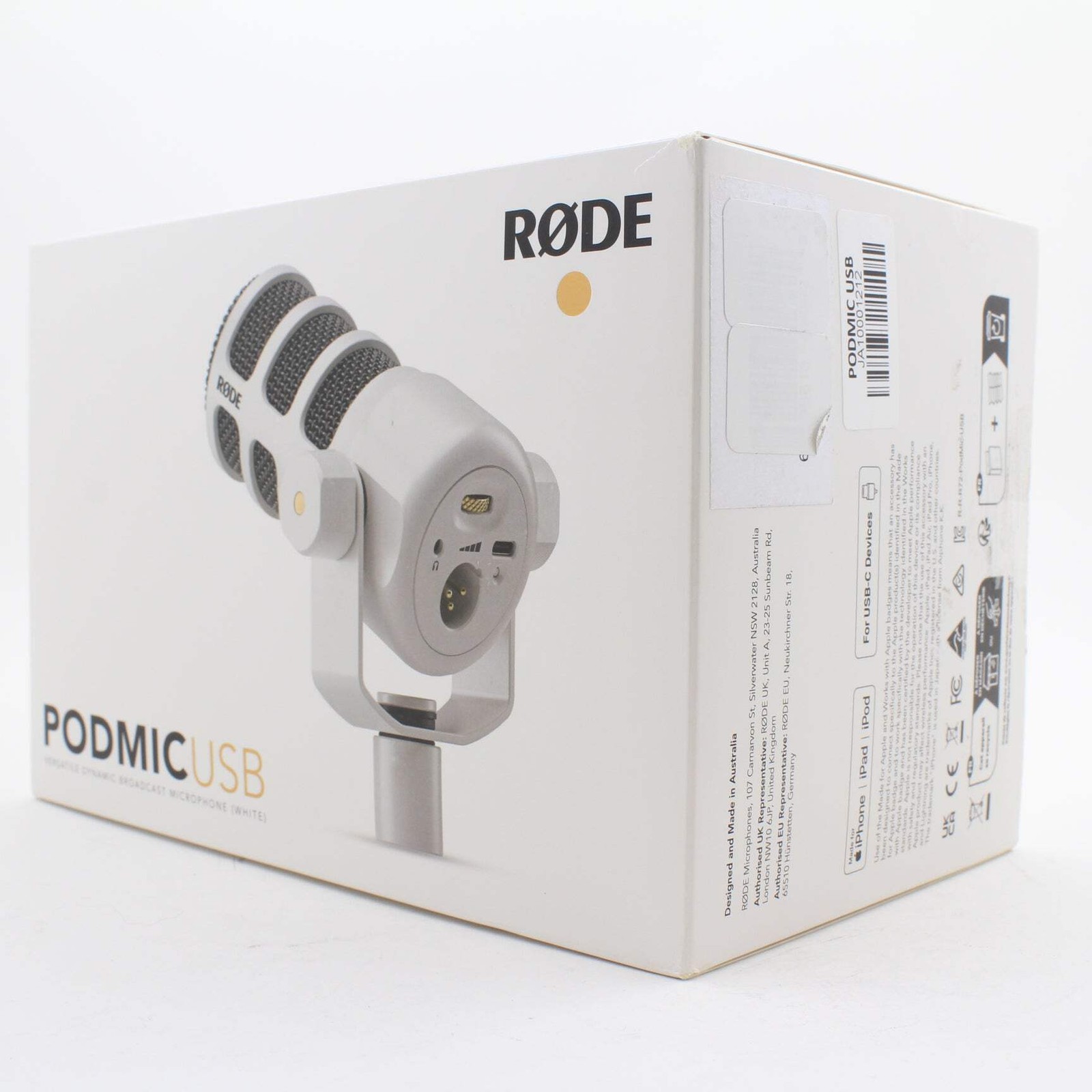 * OPEN BOX GOOD * RODE PodMic USB and XLR Dynamic Broadcast Microphone (White)