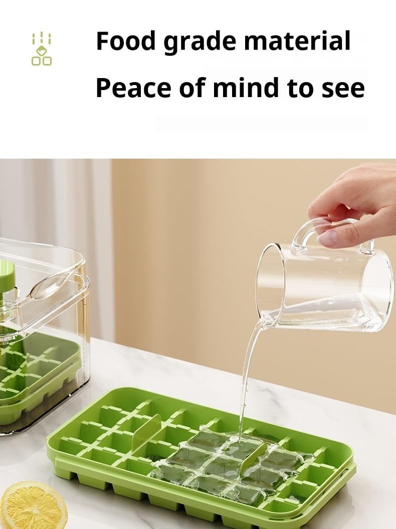 Transparent green double press ice box - large capacity plastic ice tray for ...