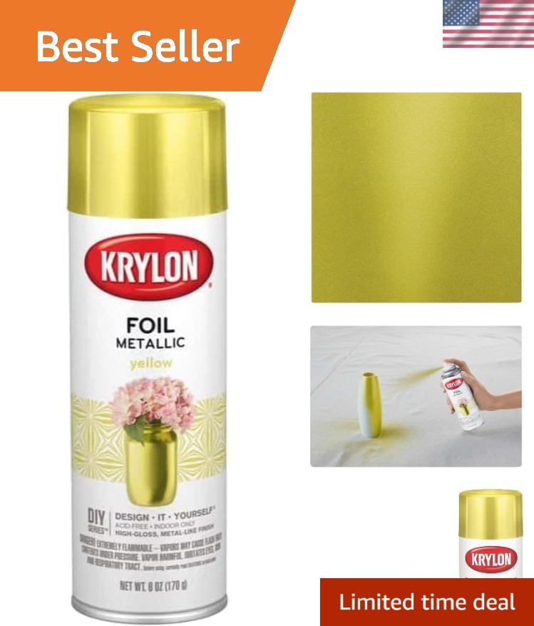 Enhance Your Crafts with 8 Oz Krylon Metallic Yellow Spray Paint - Quick Drying