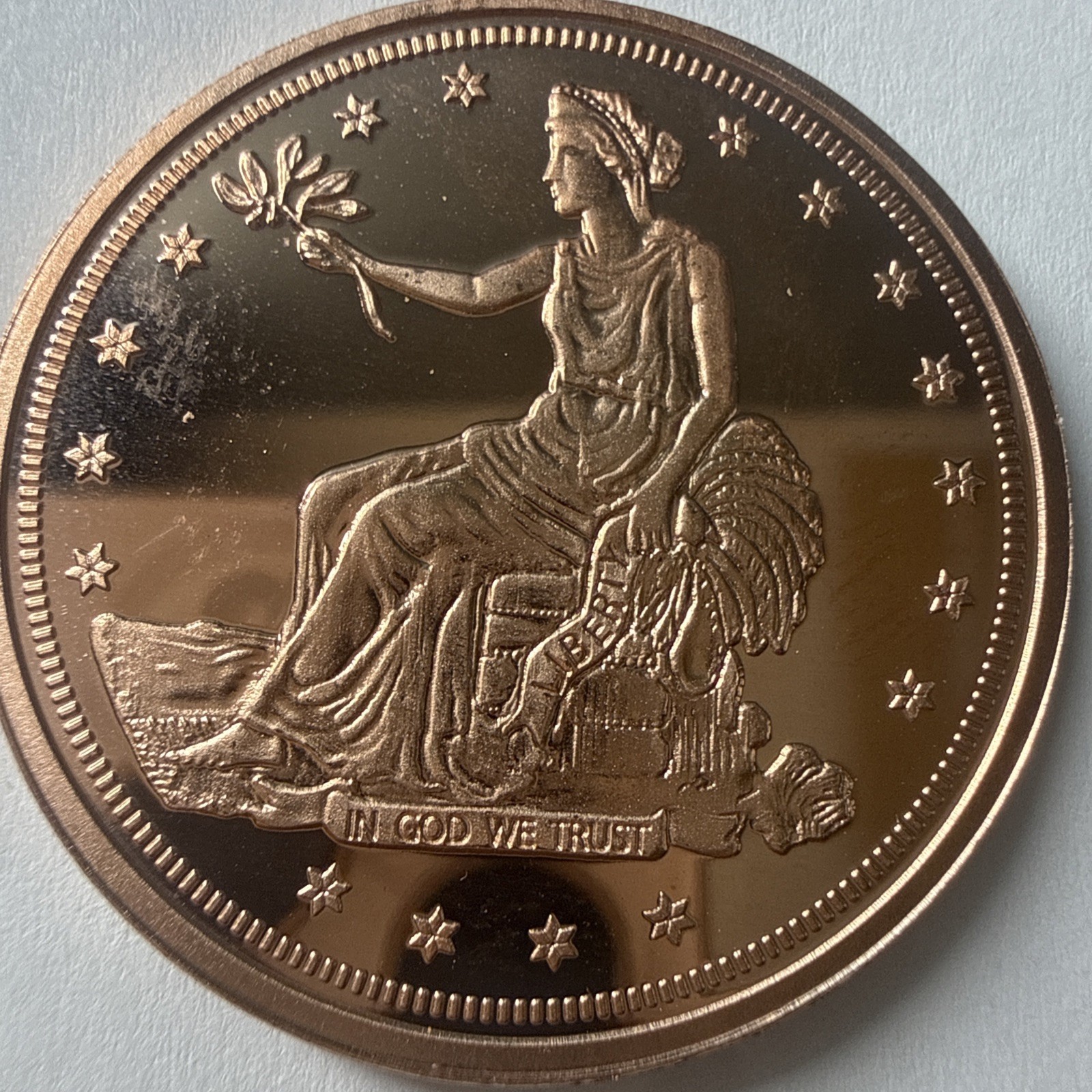 1 oz. Sitting Lady Liberty .999 fine copper bar American Eagle Coin Bar