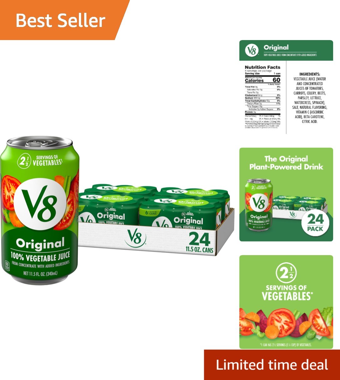Vegetable Juice Can Pack 24 Vegetarian No Sugar Added