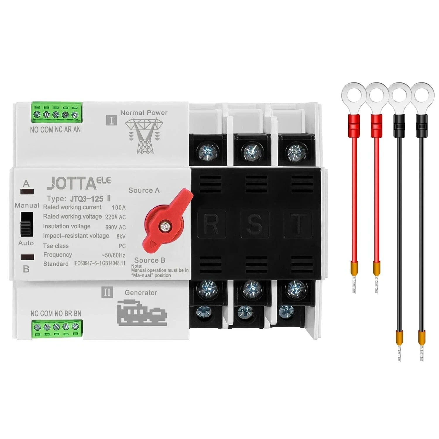 ATS,PC Type Dual Power Automatic Transfer Switch 3P 100A 220V 50/60Hz,Changeo...
