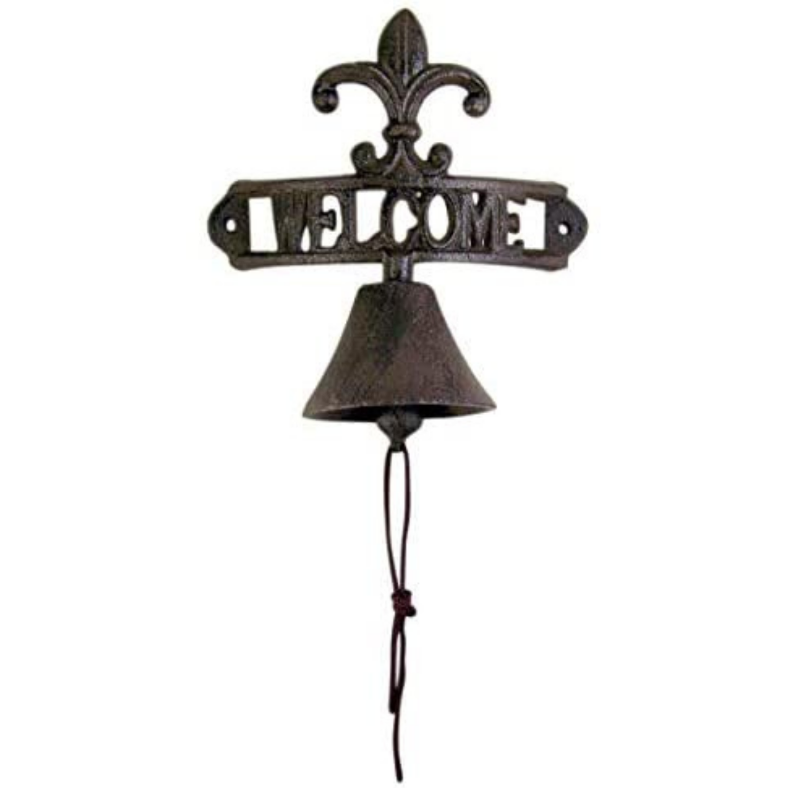 Rustic Cast Iron Fleur De Lis Welcome Dinner Bell, 8 1/4 Inches