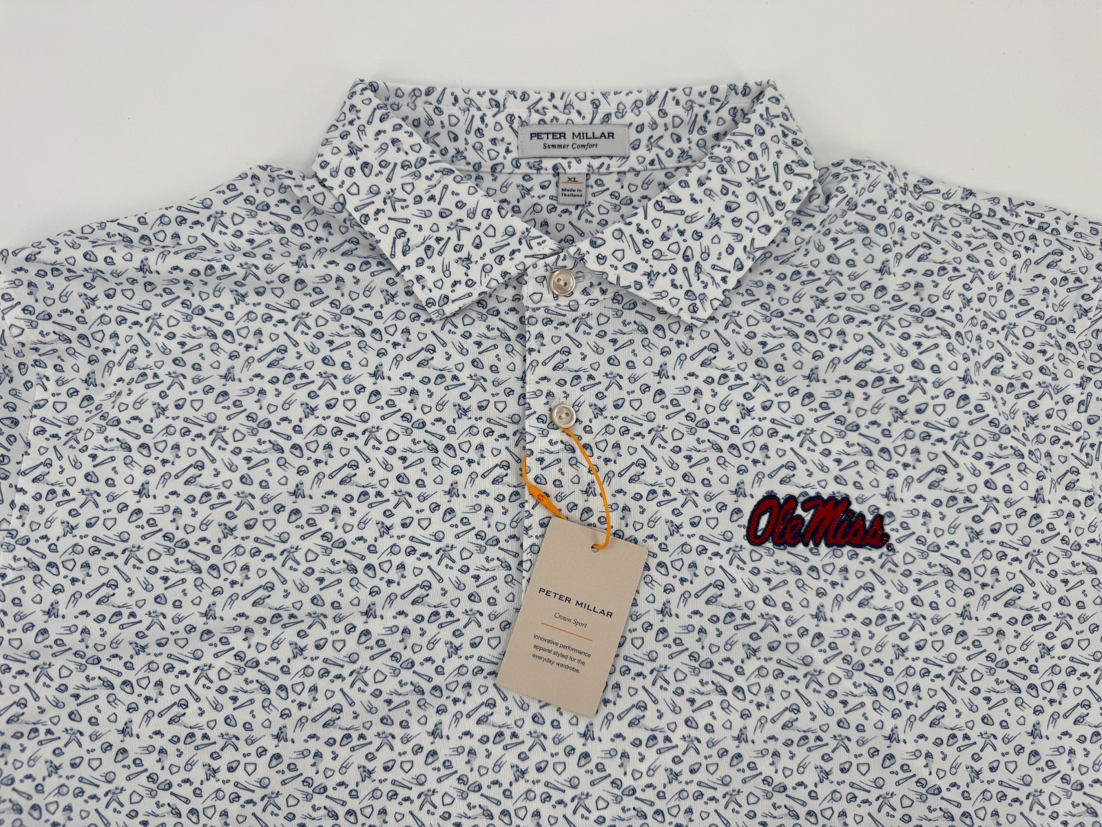 OLE MISS BASEBALL! Peter Millar "Ole Miss Batter Up" Polo - XL - NWT & Sealed