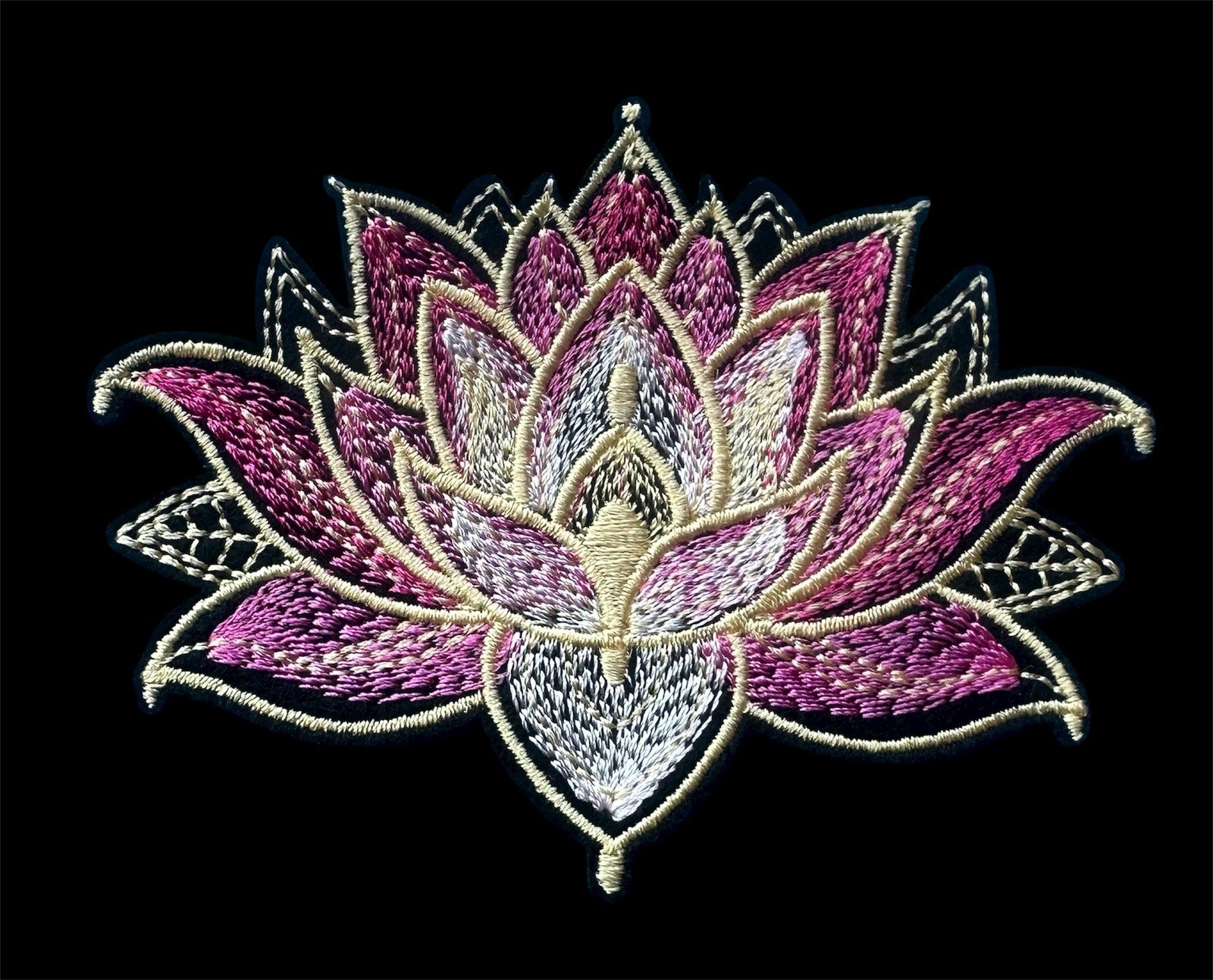 Lotus Flower iron on patch applique 3 x 4 inch FREE SHIPPING
