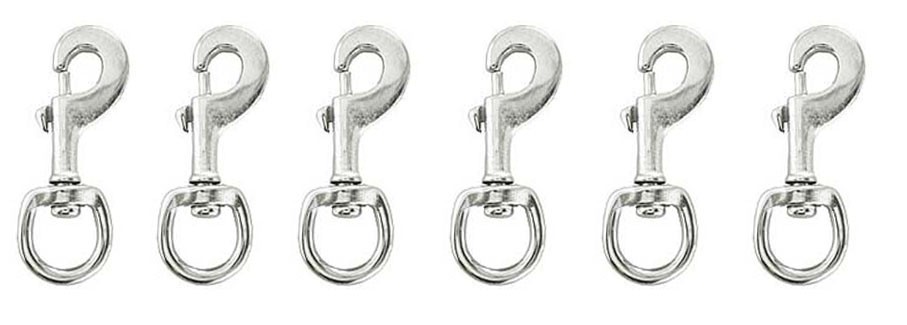 Lot Of (6) 3/4" x 3-3/8" Nickel Plated Heavy Duty Swivel Round Eye Bolt Snaps
