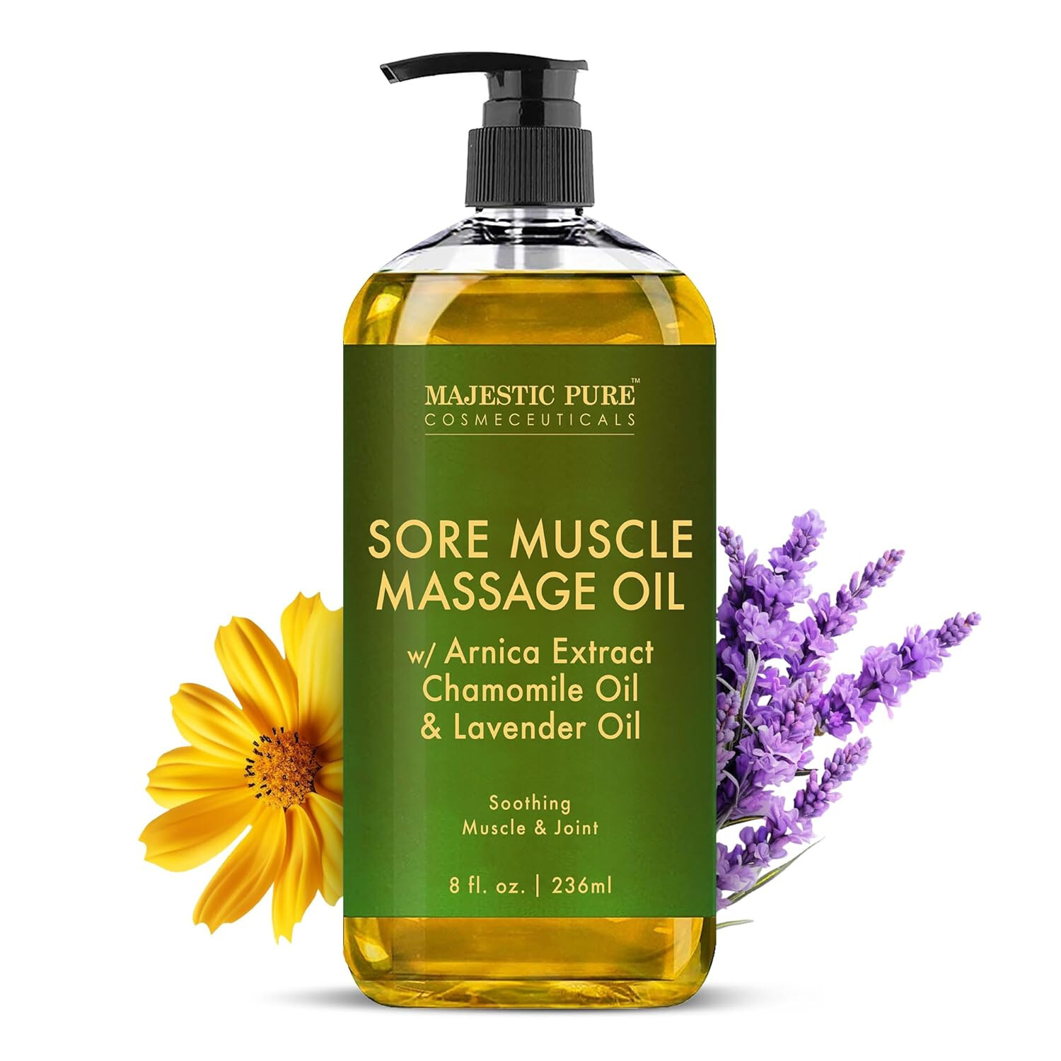 MAJESTIC PURE Arnica Sore Muscle Massage Oil for Body - Natural Therapy...