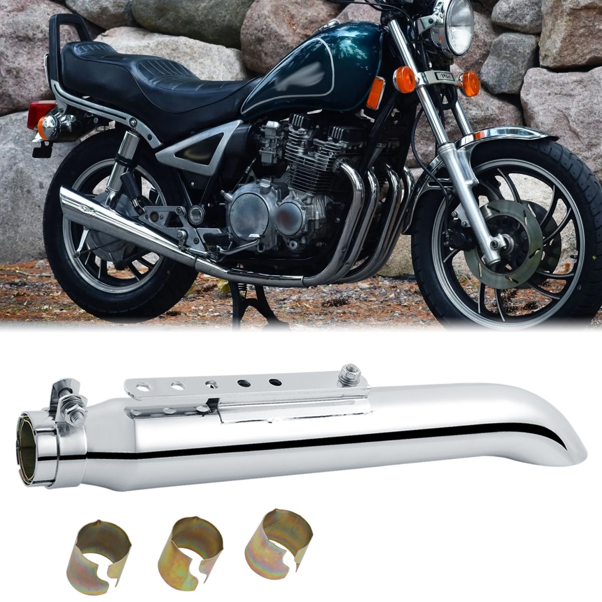 20" Motorcycle Exhaust Pipe Tip Silencer Muffler For Yamaha XJ750 XJ650 XJ550