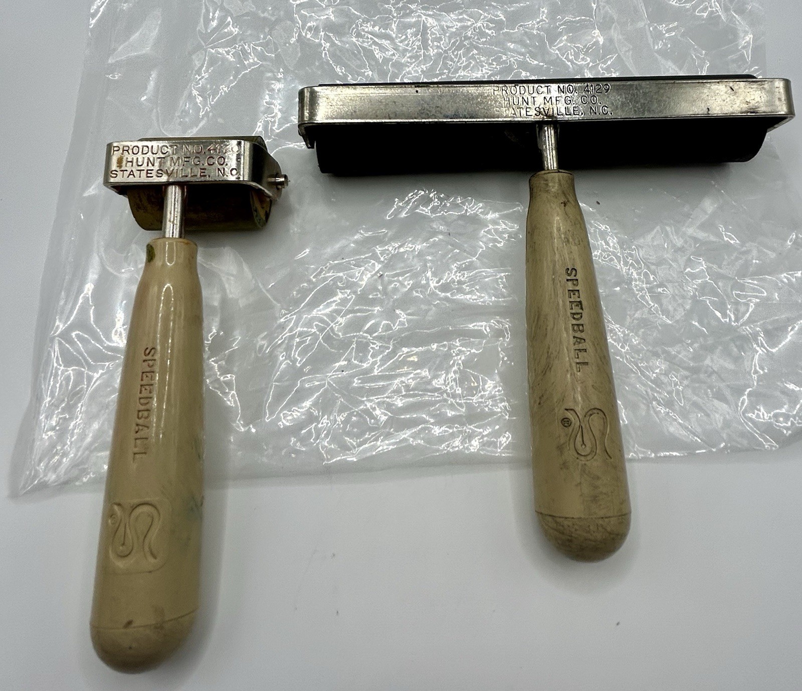 Speedball Brayer Ink Roller Set Block Printing Linocut Art Tools Vintage