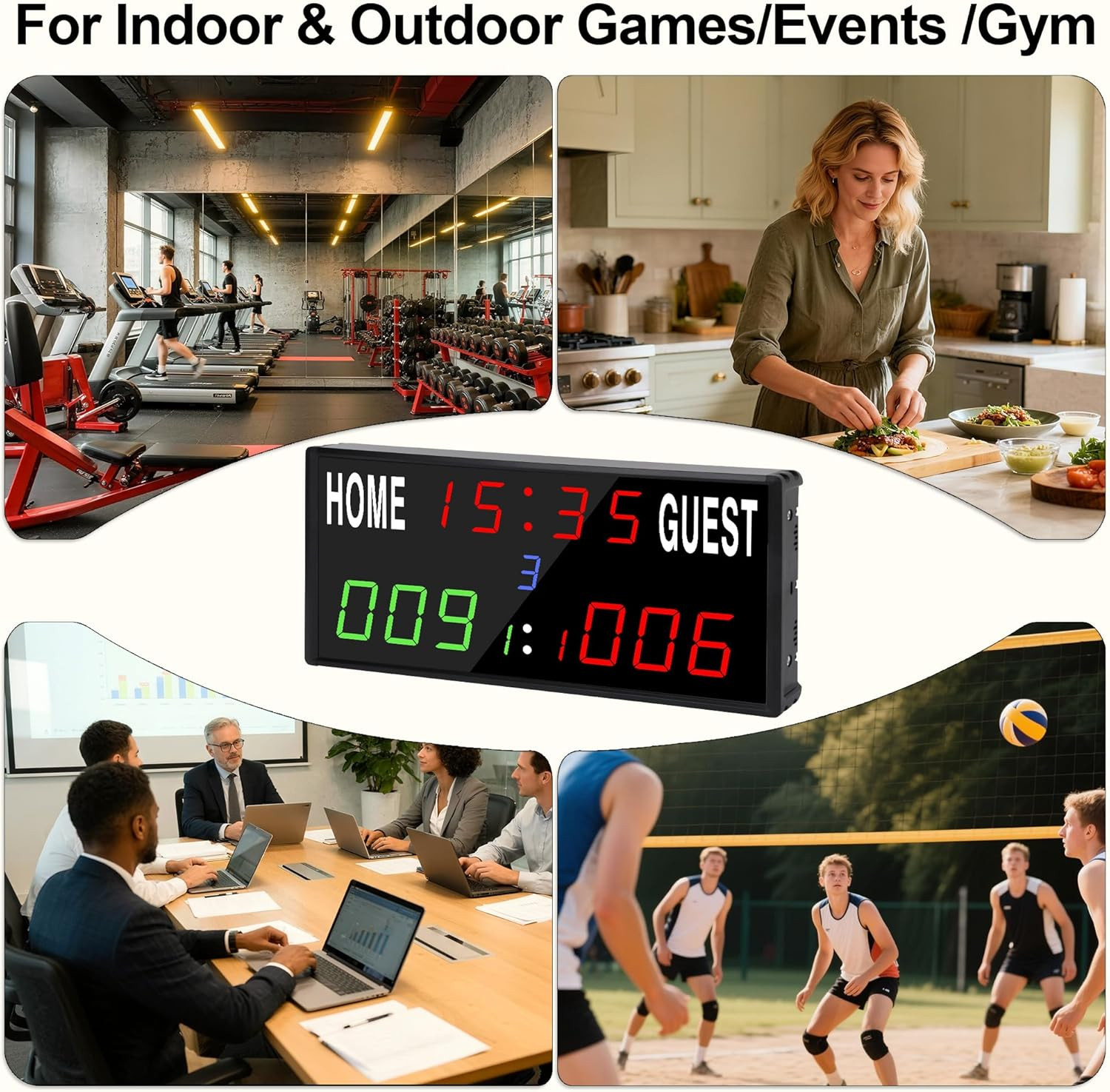 LED Electronic Scoreboard Digital Score Keeper with Remote/Timer/Shot Clock | Ba