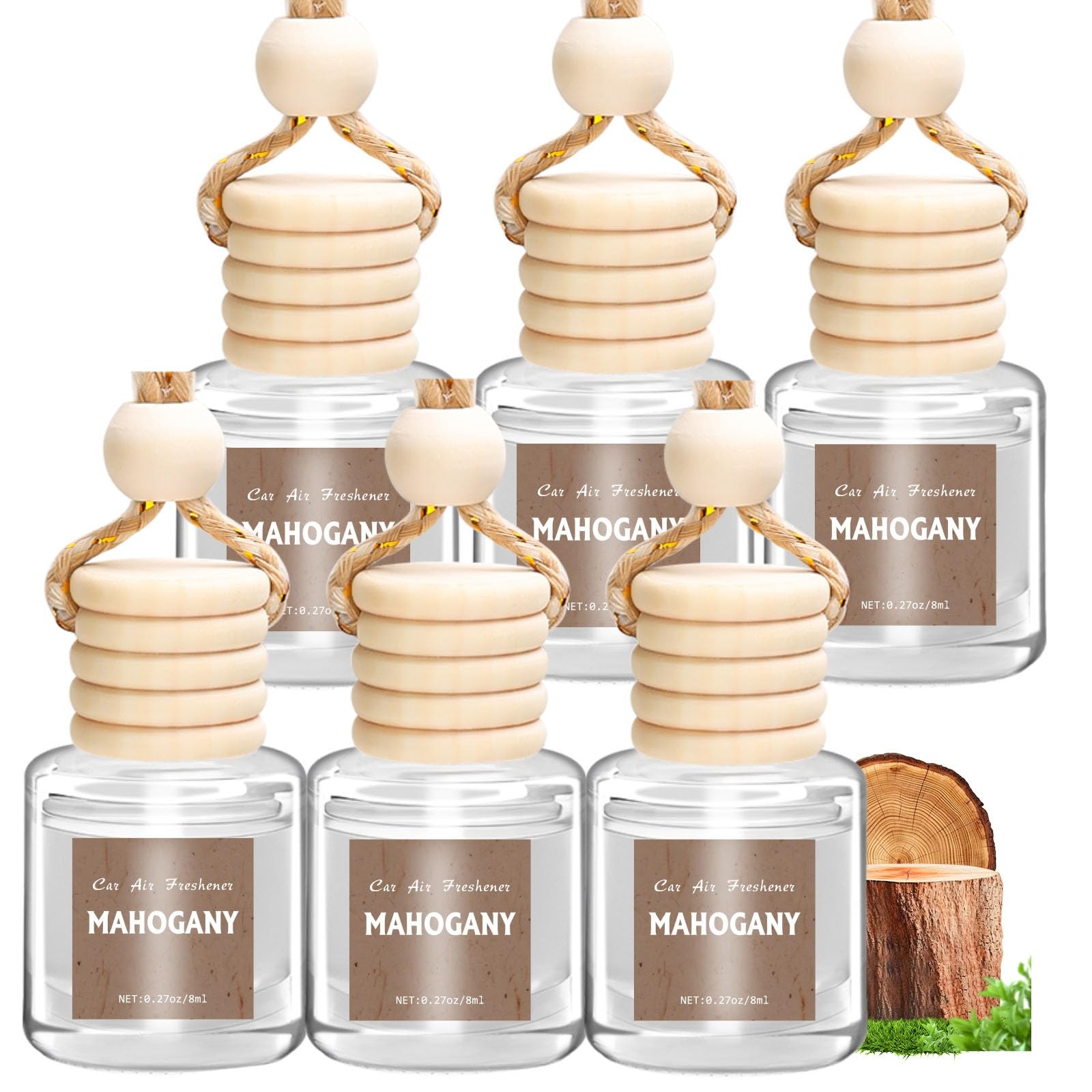 AROIC 6 Pack Car Air Freshener, Mahogany Premium Woody 0.27 Fl Oz (Pack of 6)