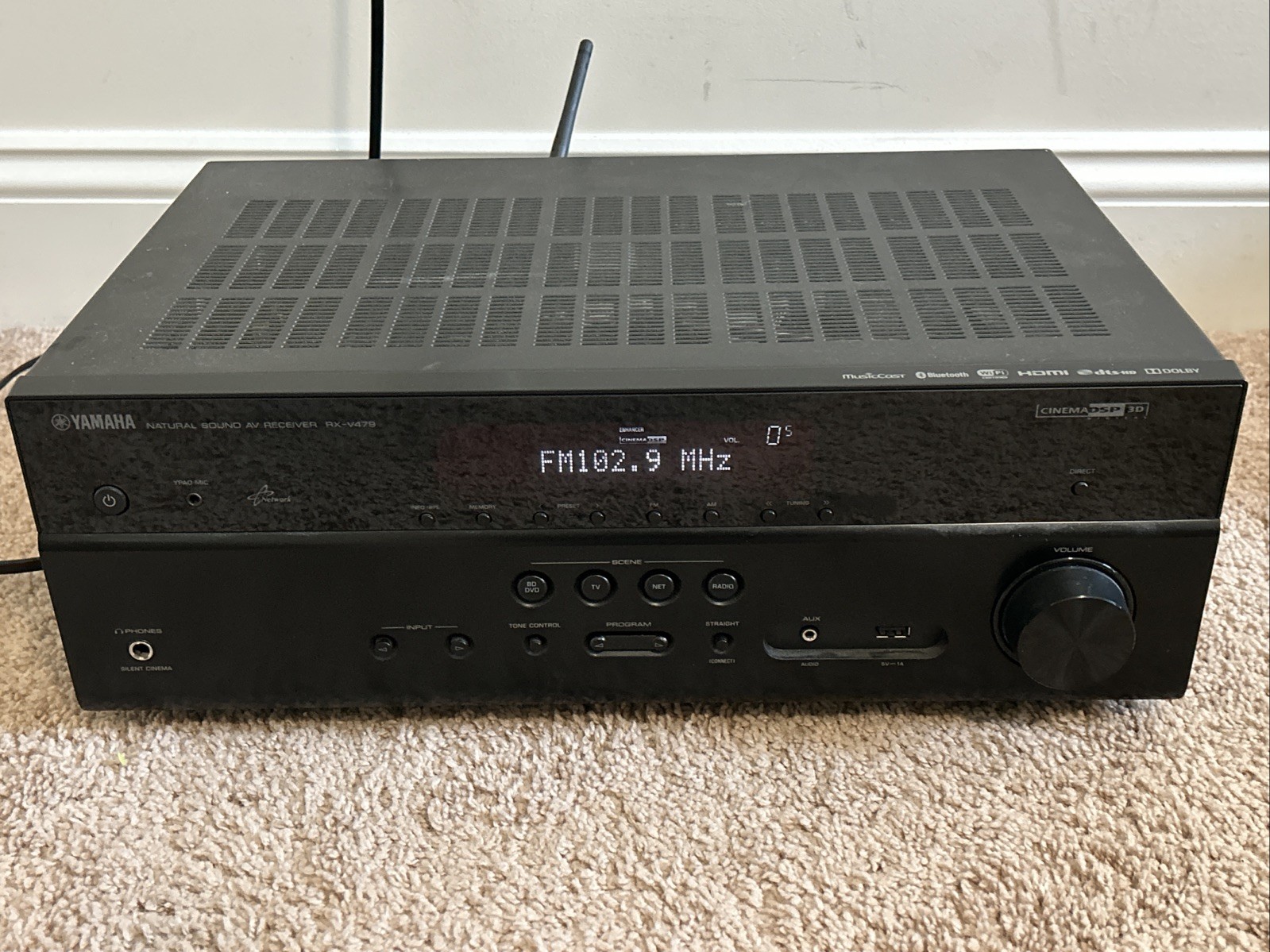 Yamaha RX-V479 5.1 Natural Sound Bluetooth WiFi 4K HDMI AV Receiver No Remote