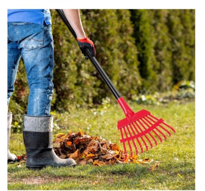 New Garden Leaf RAKE With ADJUSTABLE Steel HANDLE