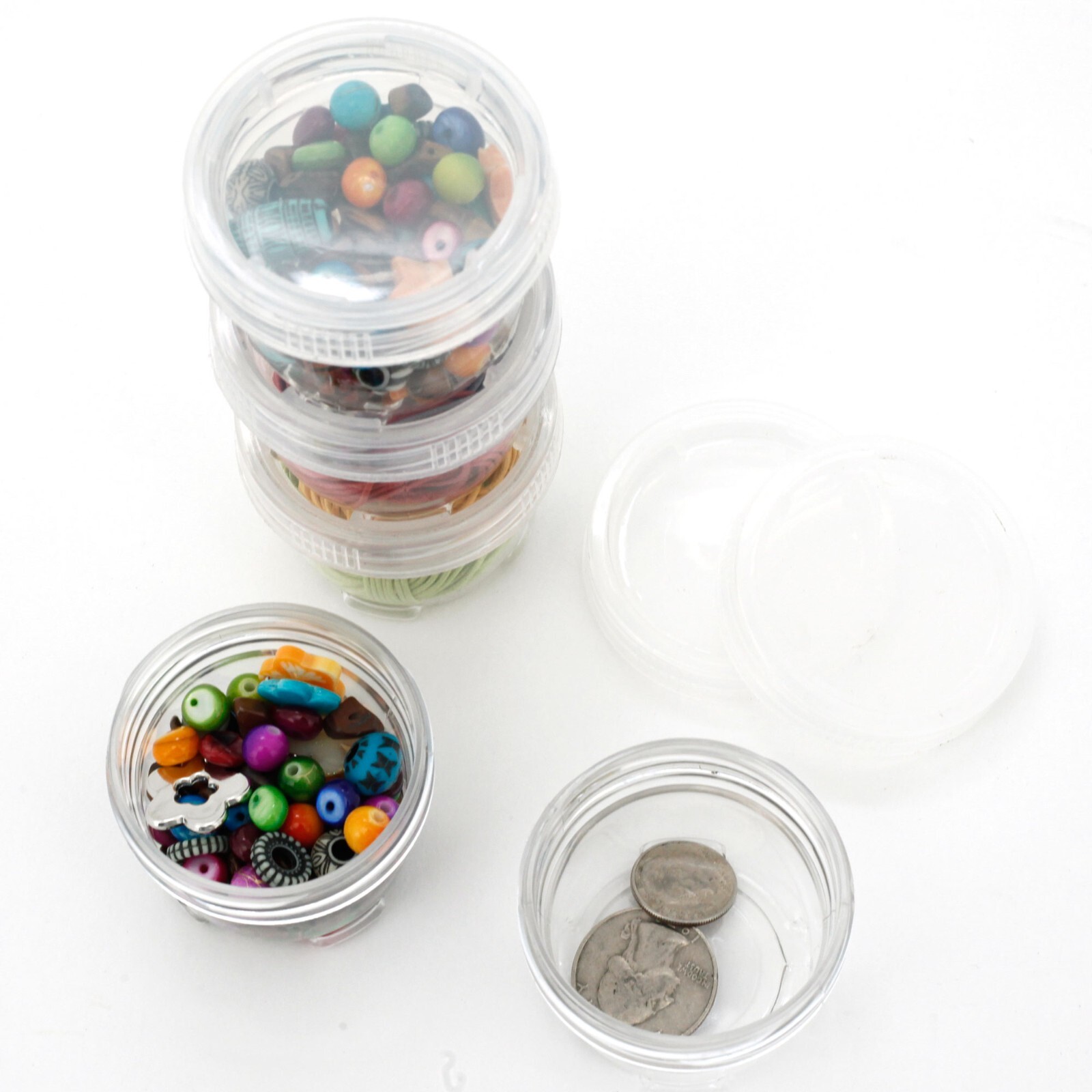Storage Containers Stackable Interlocking Detachable 5 For Beads Crafts Medicine