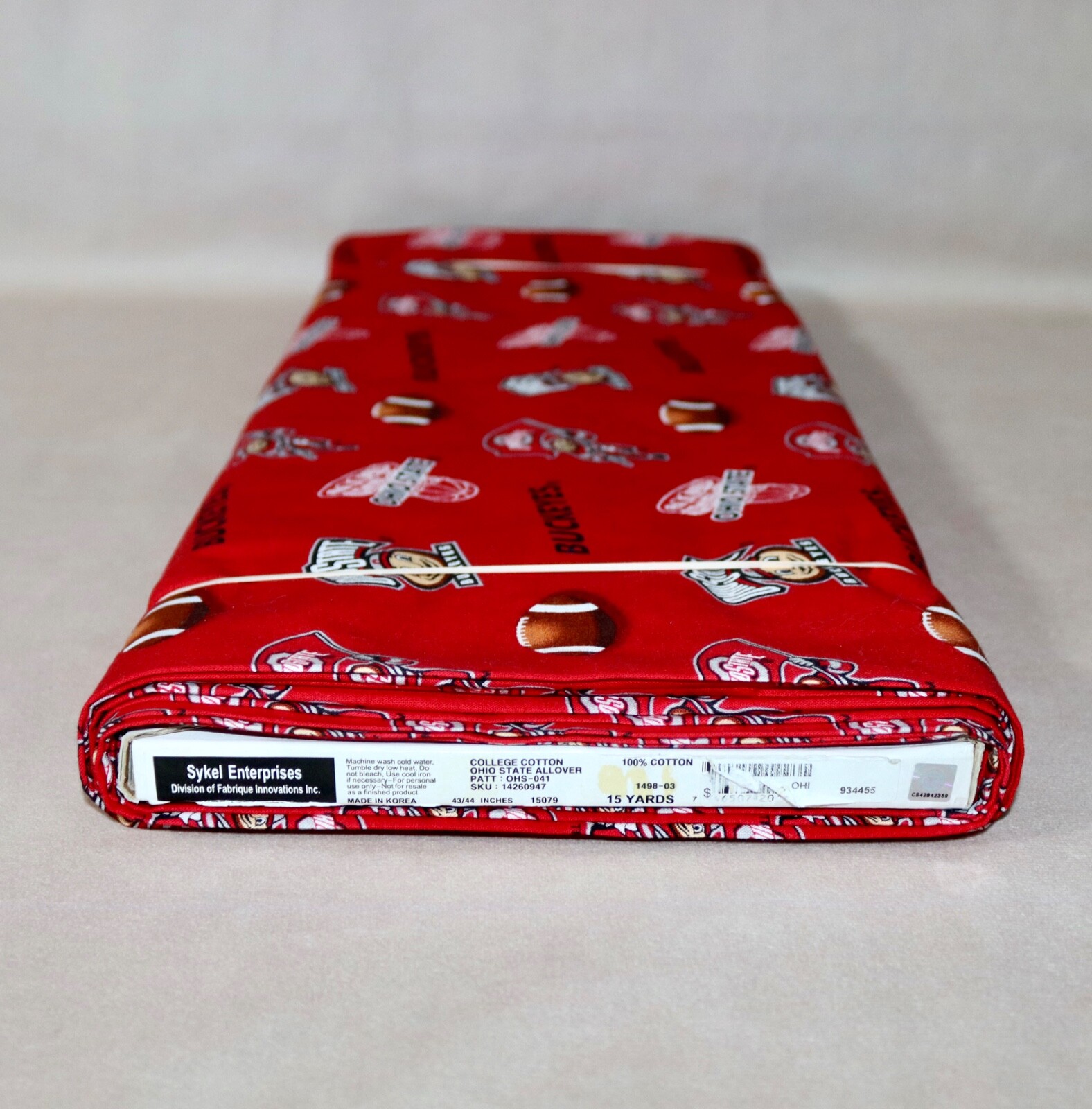 Ohio State Buckeyes ~ Logo Pattern College Cotton Fabric 1/4 Yard 9” X 44”
