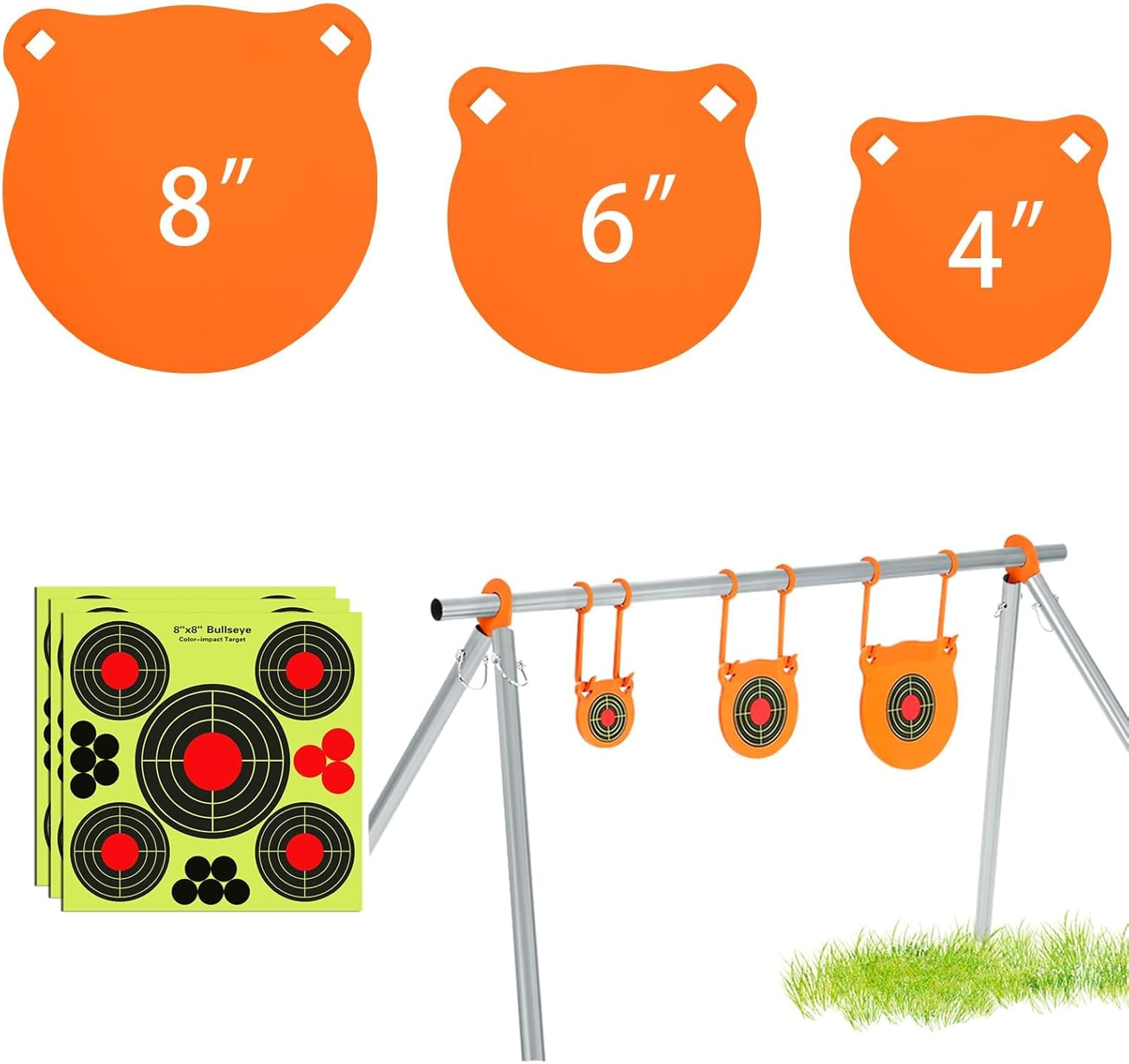 AR500 Steel Target Combo Set, 3/8" Gong Target Hanging Kit, Outdoor Hanging Gong