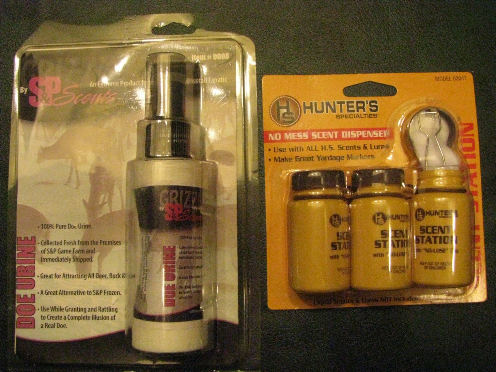 New Hunters Specialties Scent Dispensers pack of 3 and 1 S&P Doe Urine Scent!!!