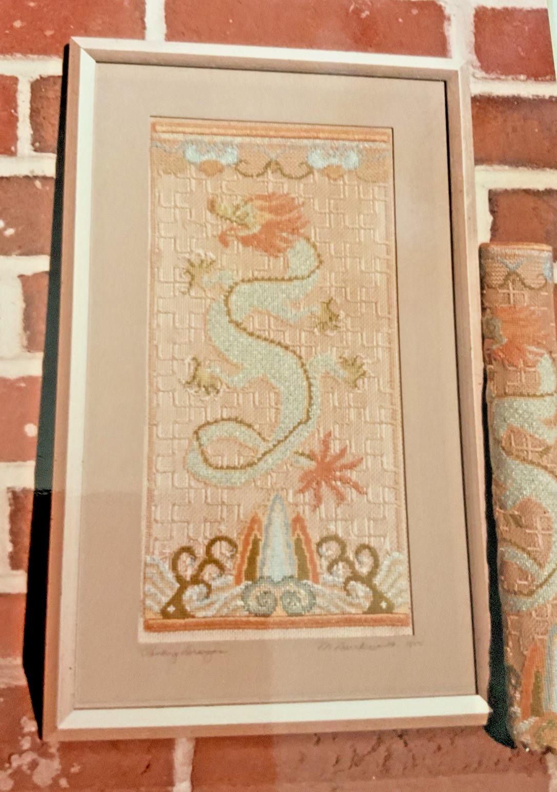 Mary Duckworth Needlepoint Chart Panting Dragon Designed for 18 Ct Mono Canvas