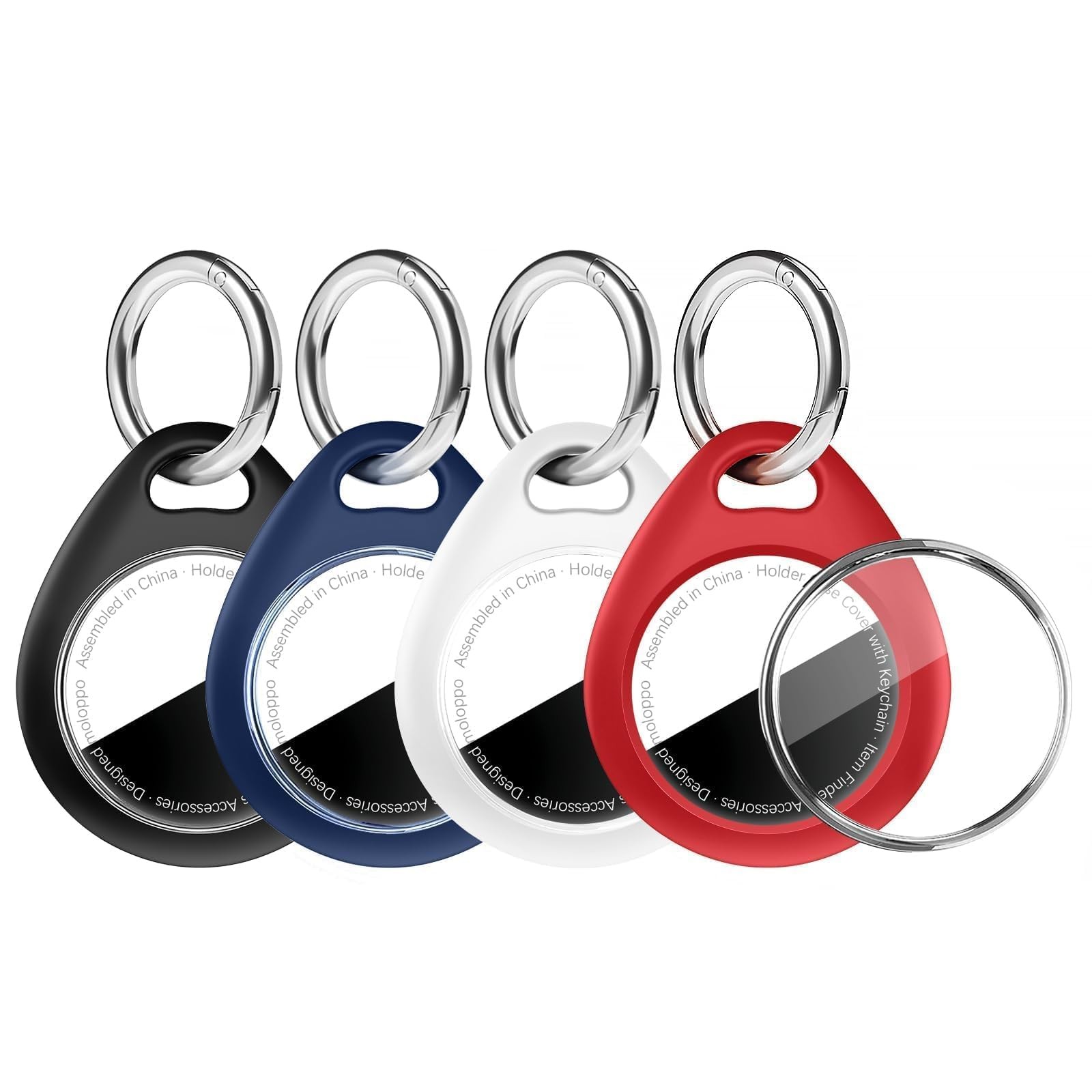 MOLOPPO Holder for Air Tags-4 Pack One Size, A5-Black/Midnight Blue/White/Red