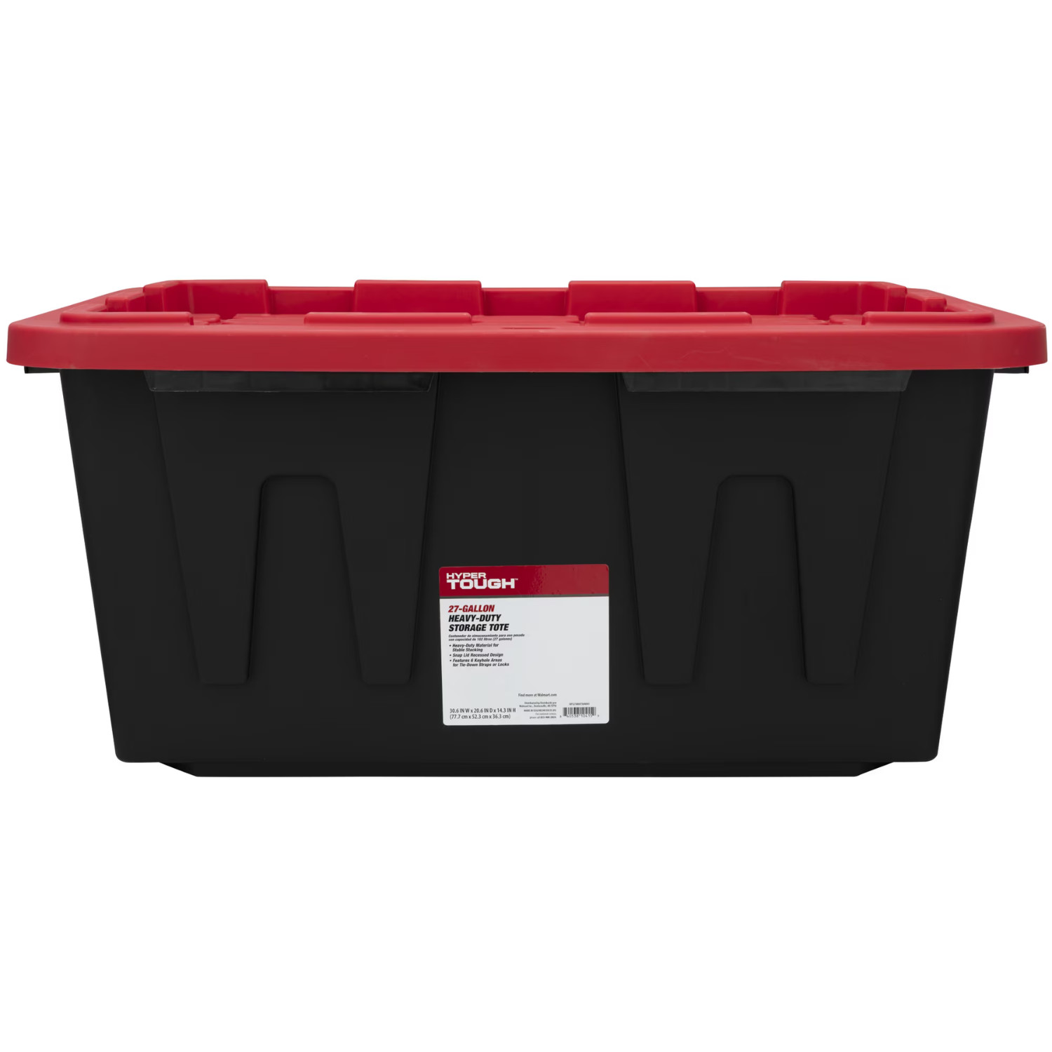 (4 Pack) Hyper Tough 27 Gallon Storage Bin Snap Lid Heavy Duty Plastic Black Red