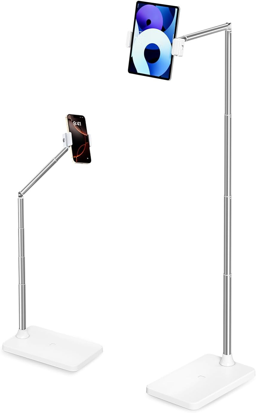 Tablet Floor Stand, Adjustable Ipad Holder for Bed & Sofa - 360° Rotating Long A