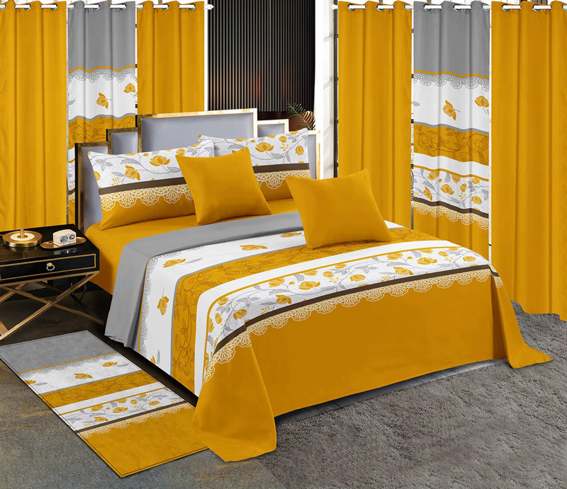 Luxury Lilianna King Size 13 Piece Fitted Bedsheet Yellow