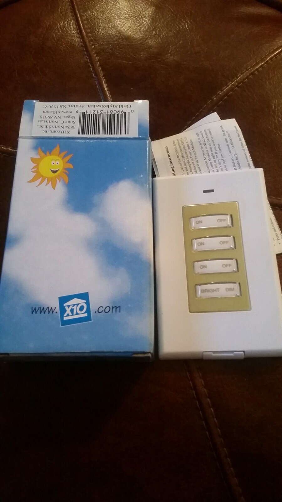 X10 Wall Style-Switch Gold 3 Unit + Dimmer SS15-A New-Box. Good Battery D3