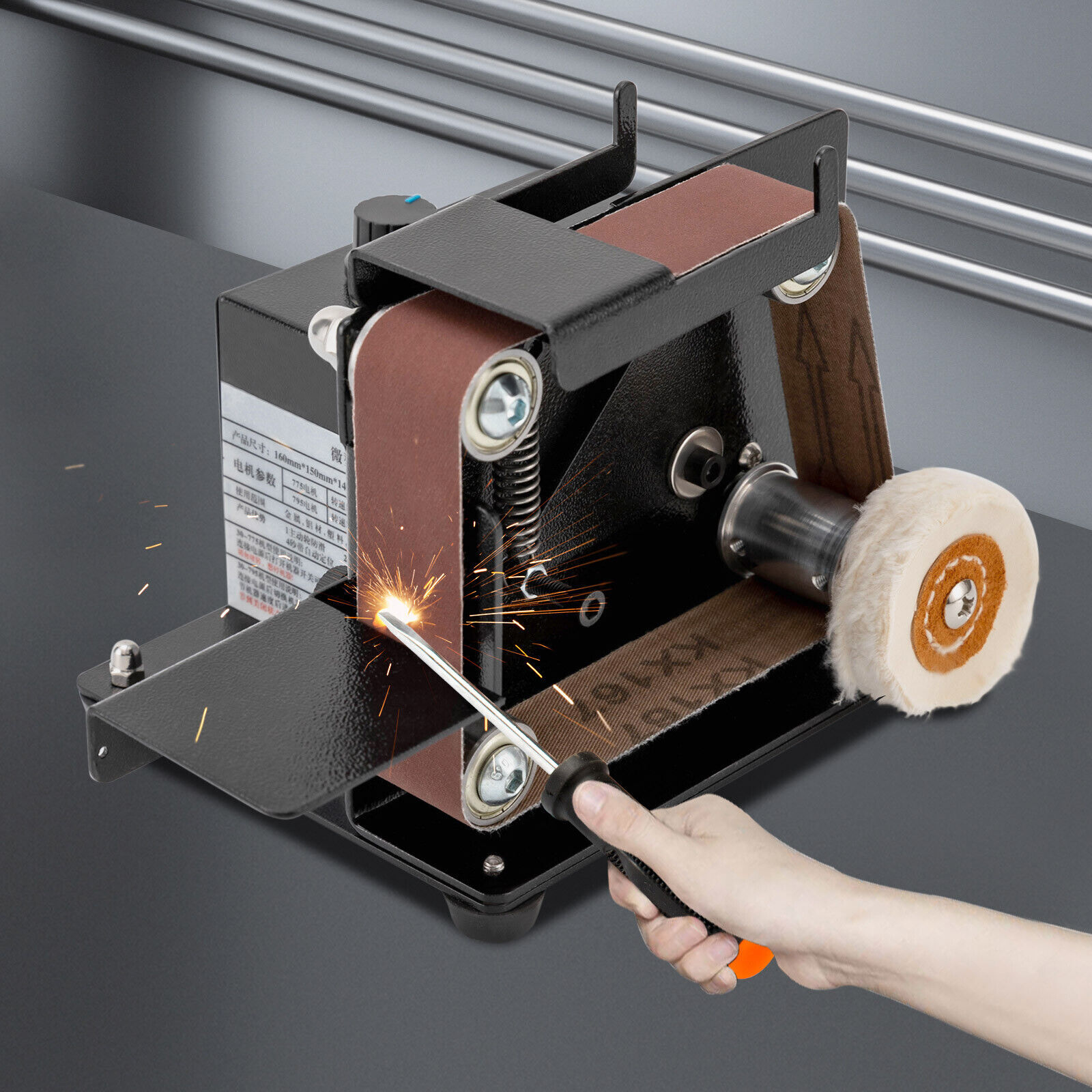 Electric Polishing Grinding Machine for Wood Metal Knife with 10X Abrasive Belt