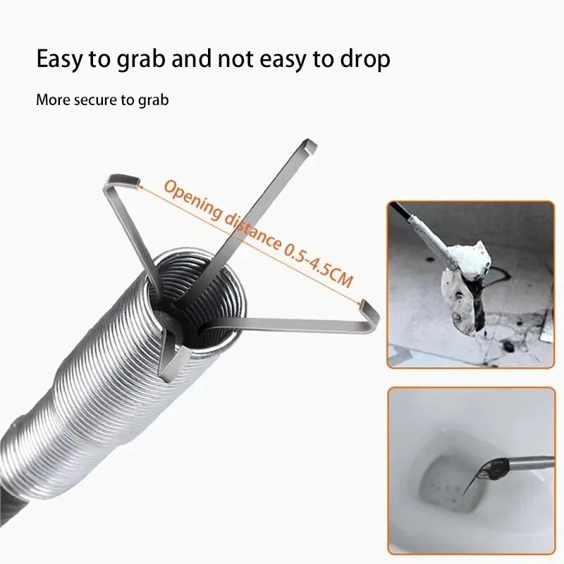 60cm Spring Pipe Dredging Tool Drain Snake Cleaner Clog Remover Kitchen Sink