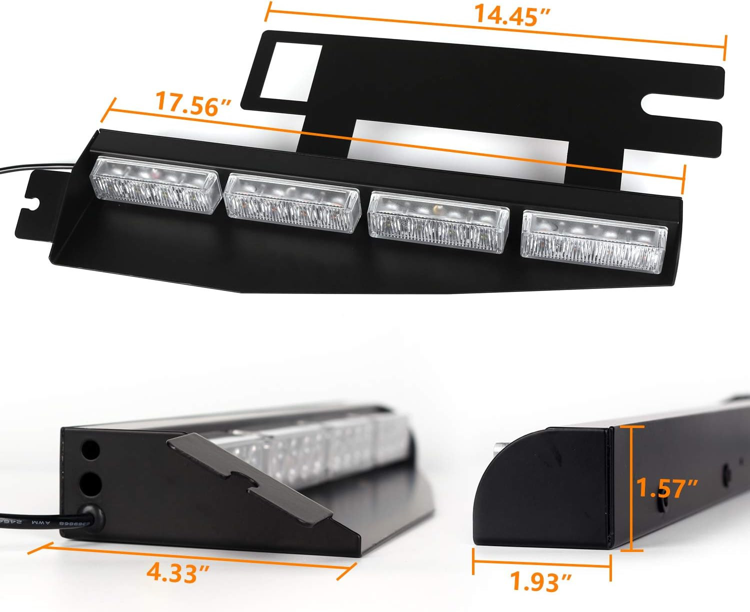 32LED Visor Lights 26 Flash Patterns Windshield Emergency Hazard Warning Strobe
