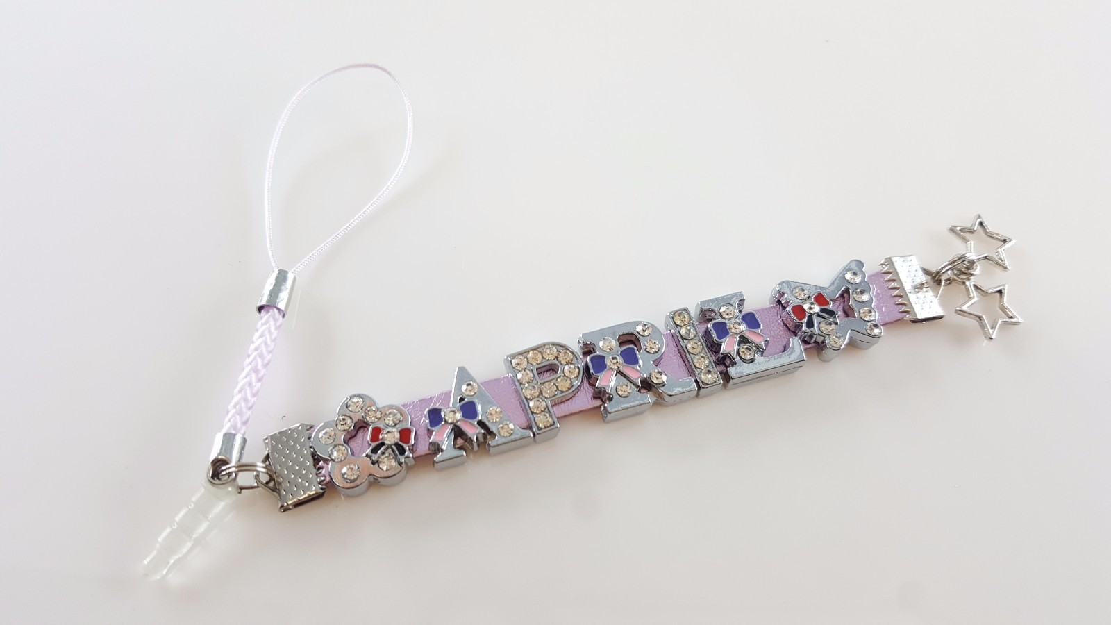 Personalized Purple Strap Custom Cellphone 3.5mm Anti Dust Jack Plug Rhinestone