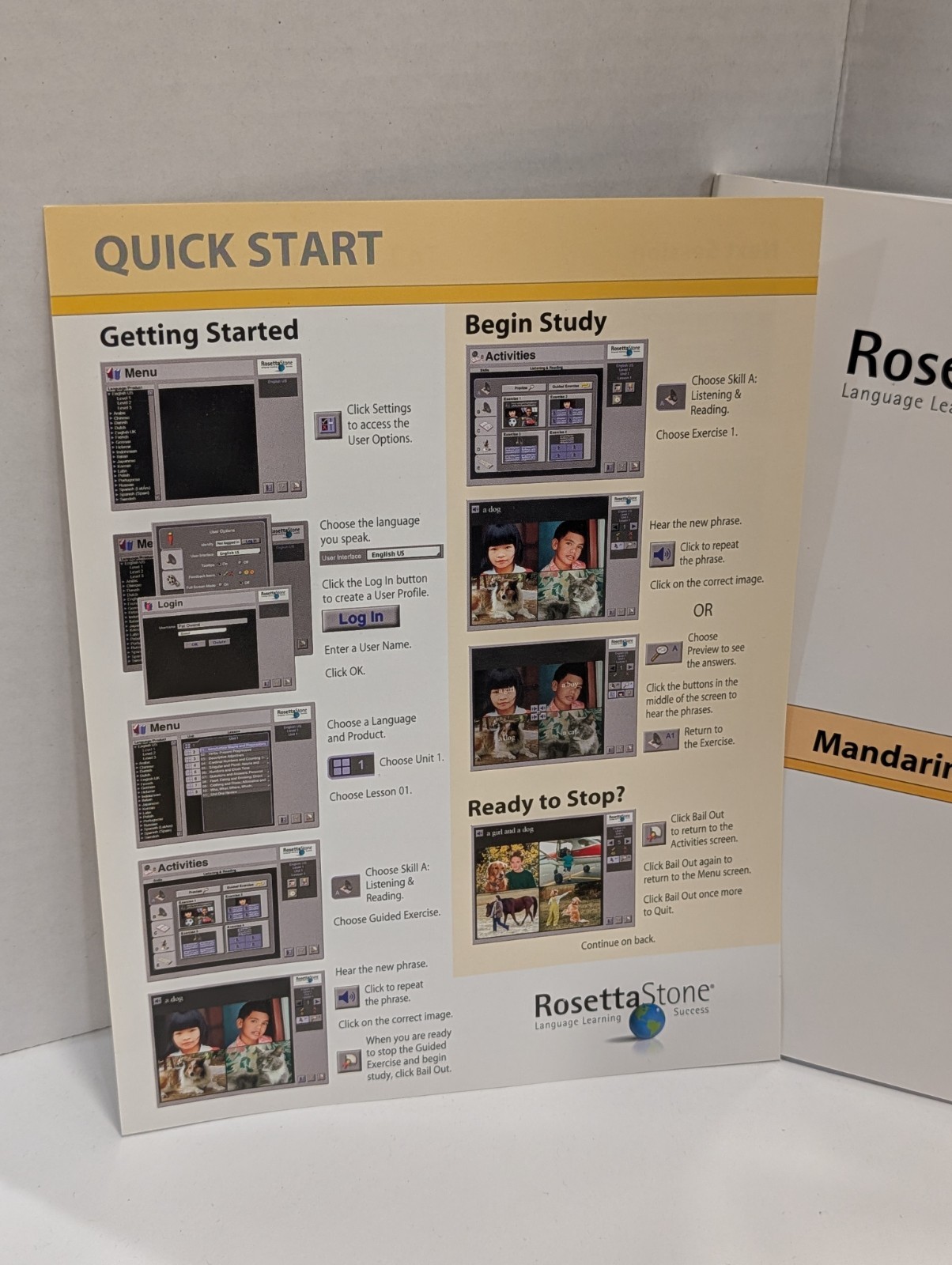 Mandarin Chinese Level 1 2 3 CD-ROM Software w Guide + Audio CDs | Rosetta Stone