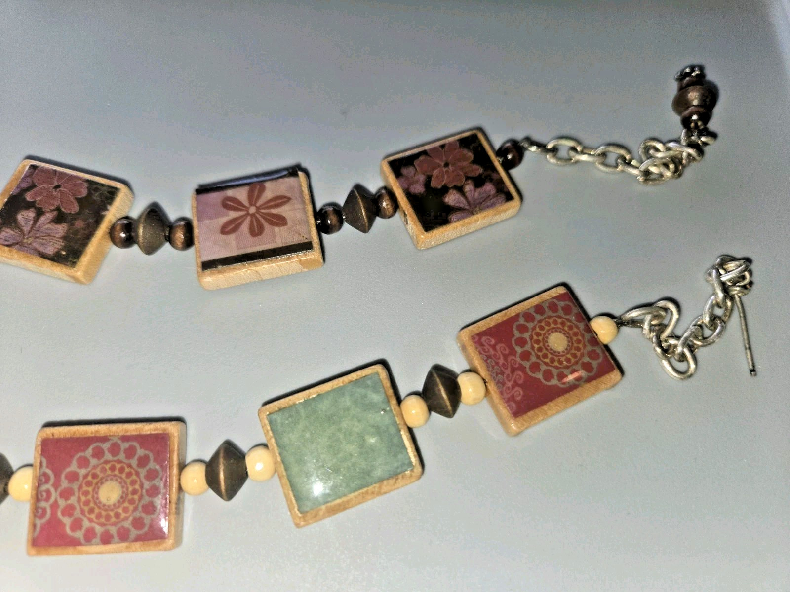 2 Handmade Scrabble Tile Beaded Bracelets