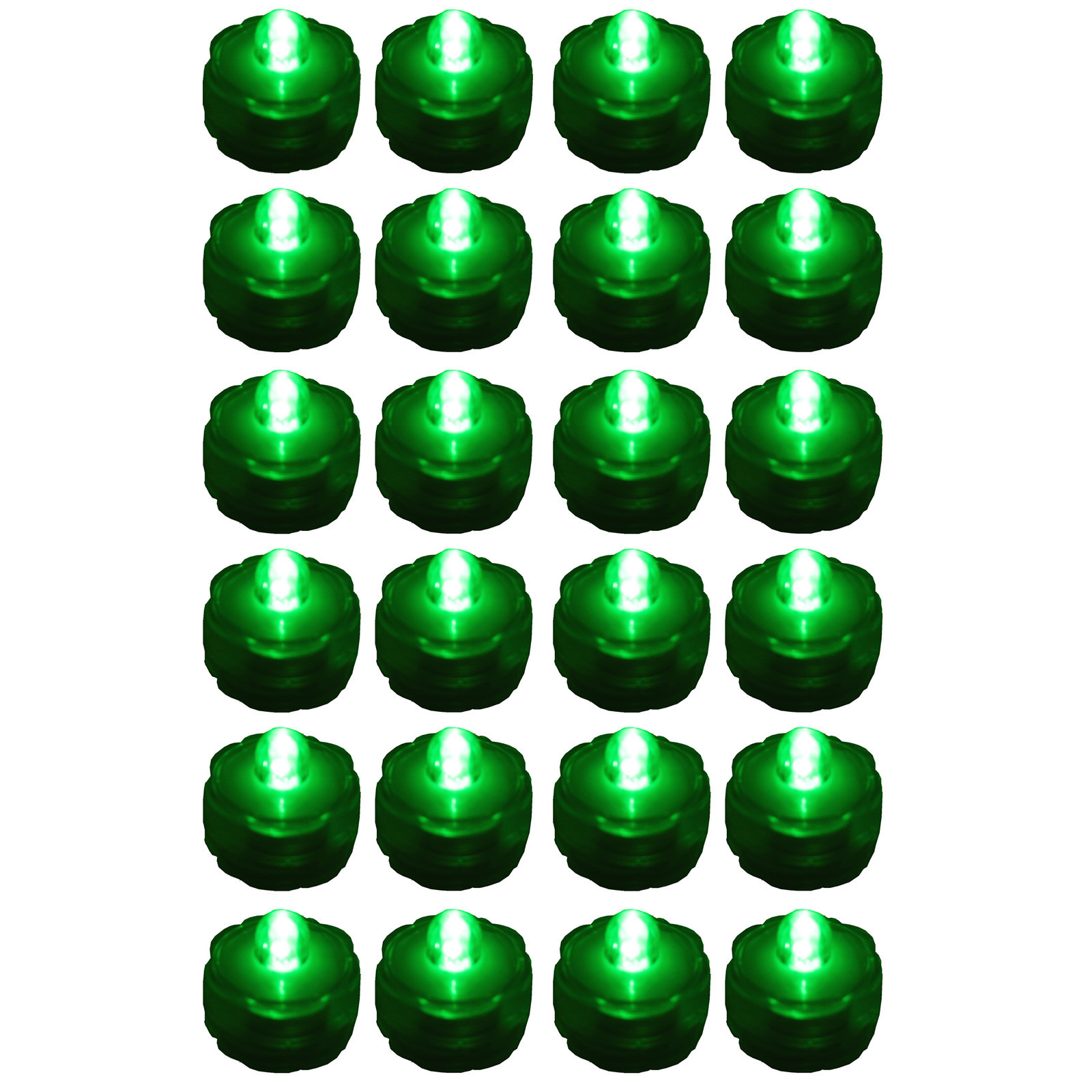 Pack of 24 Green Submersible Waterproof Underwater Battery LED Tea Light~Wedding