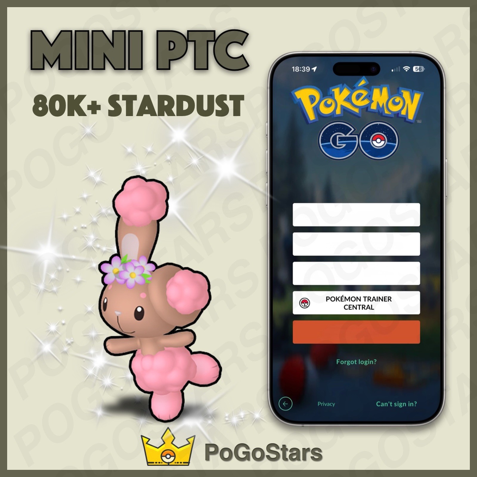 Pokémon PTC GO - Shiny Buneary Flower Crown - 80K Stardust✨Description✨