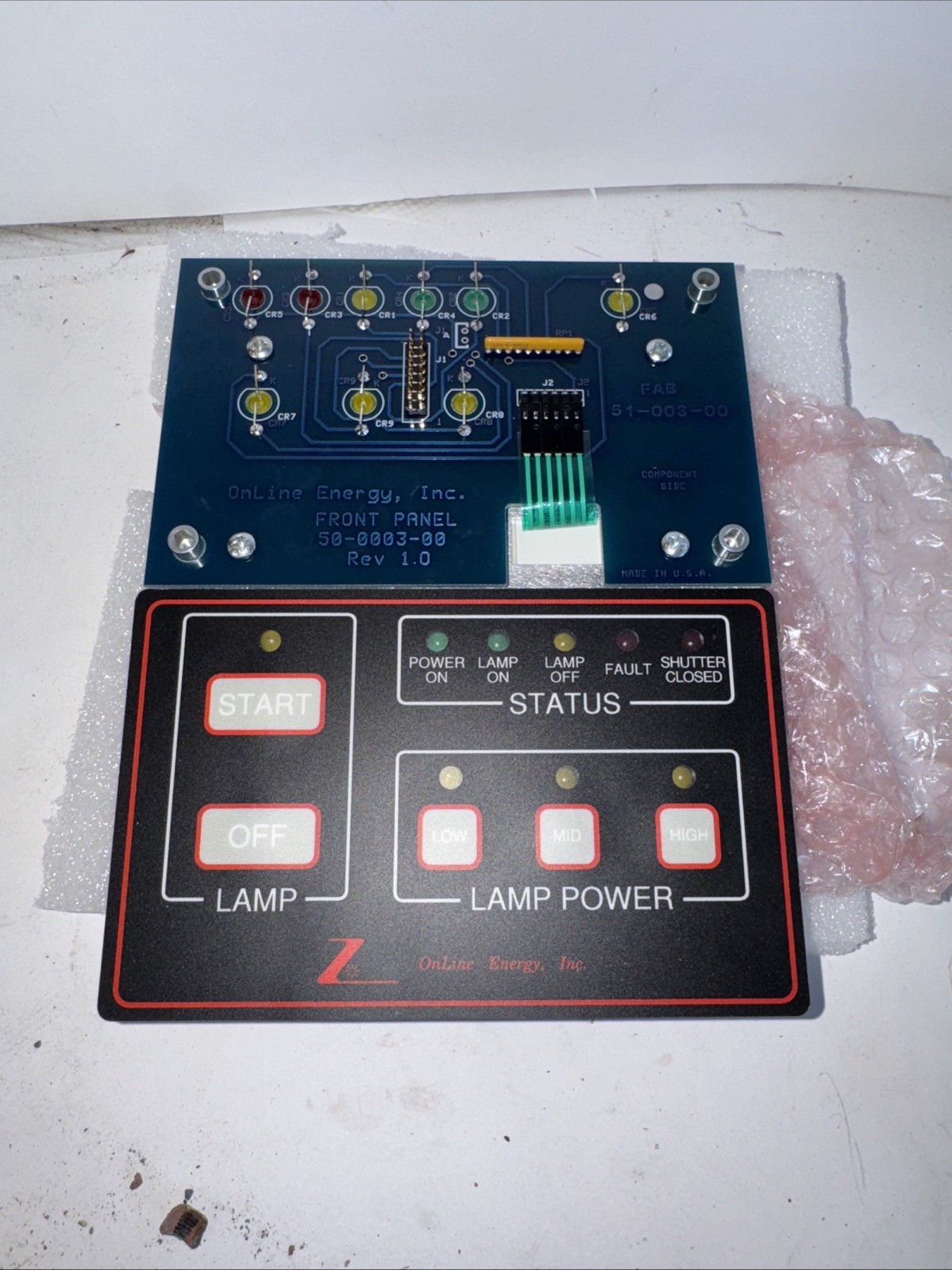 Online Energy Status Board/control 50-0003-00 Front Panel