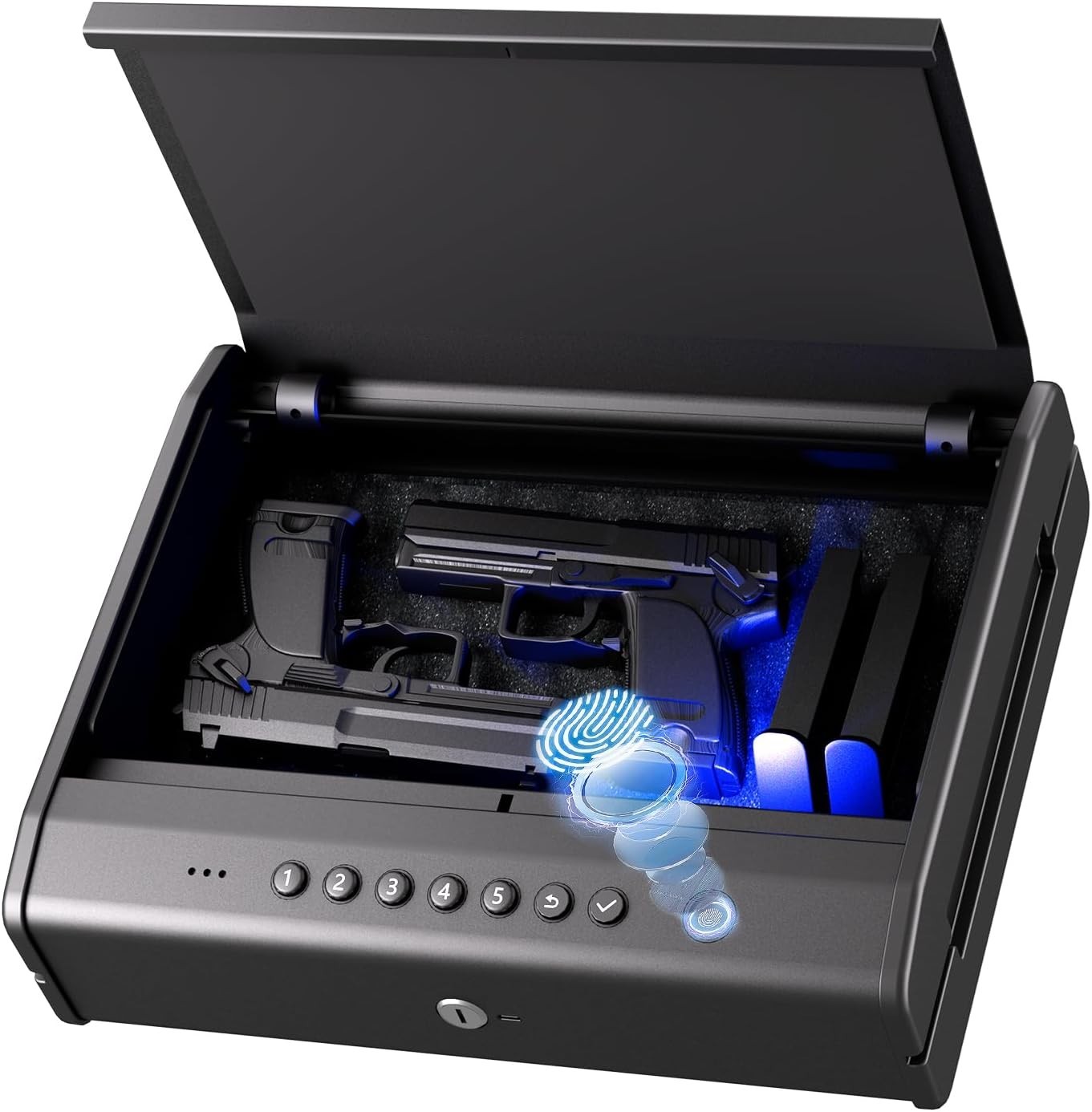 Large Biometric Gun Safes Fits 4 Handguns,Pistol Safe With Fingerprint Backlit