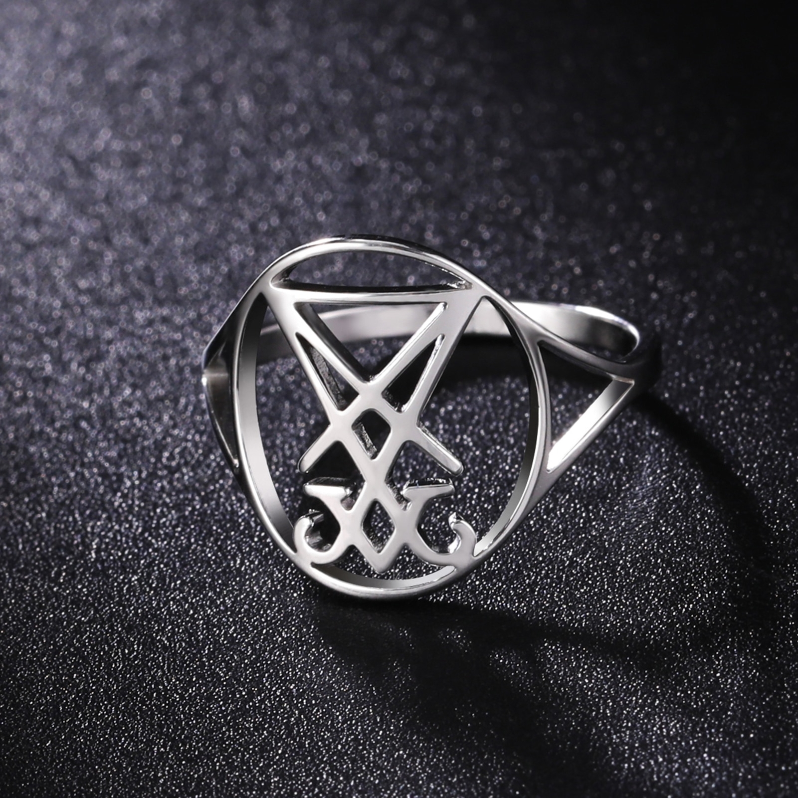 Gothic Sigil of Lucifer Rings Satanic Amulet Demon Devil Symbol Satan Ring