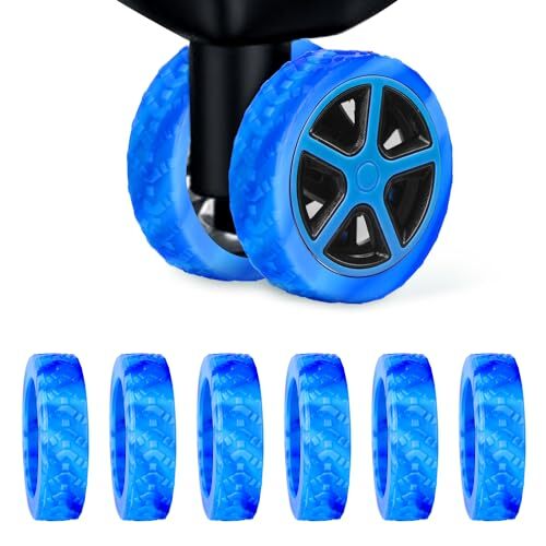 BOXOB 8pcs Luggage Wheel Covers, Thickened Suitcase Wheel blue+light blue