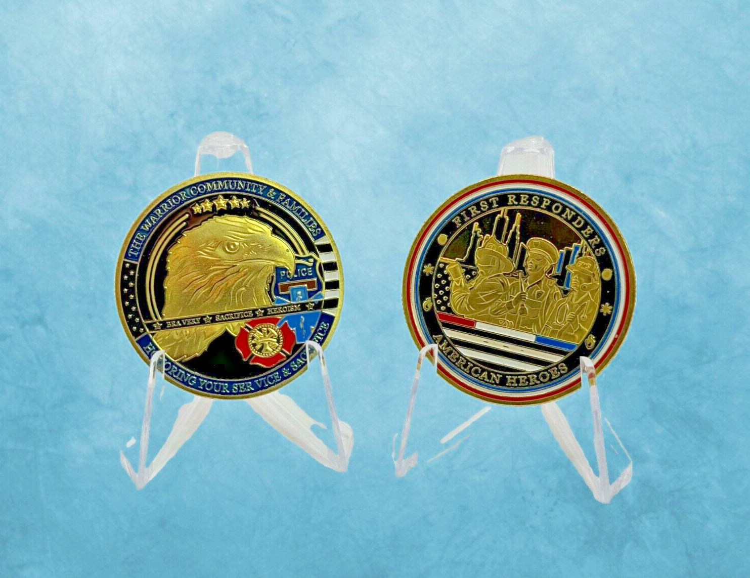 US First Responder Challenge Coin, All Metal -  Great gift or Stocking Stuffer!
