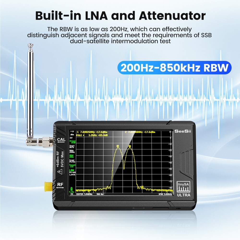 SeeSii Tiny Spectrum Analyzer TinySA ULTRA 4" LCD 100kHz-5.3GHz & 32GB Card