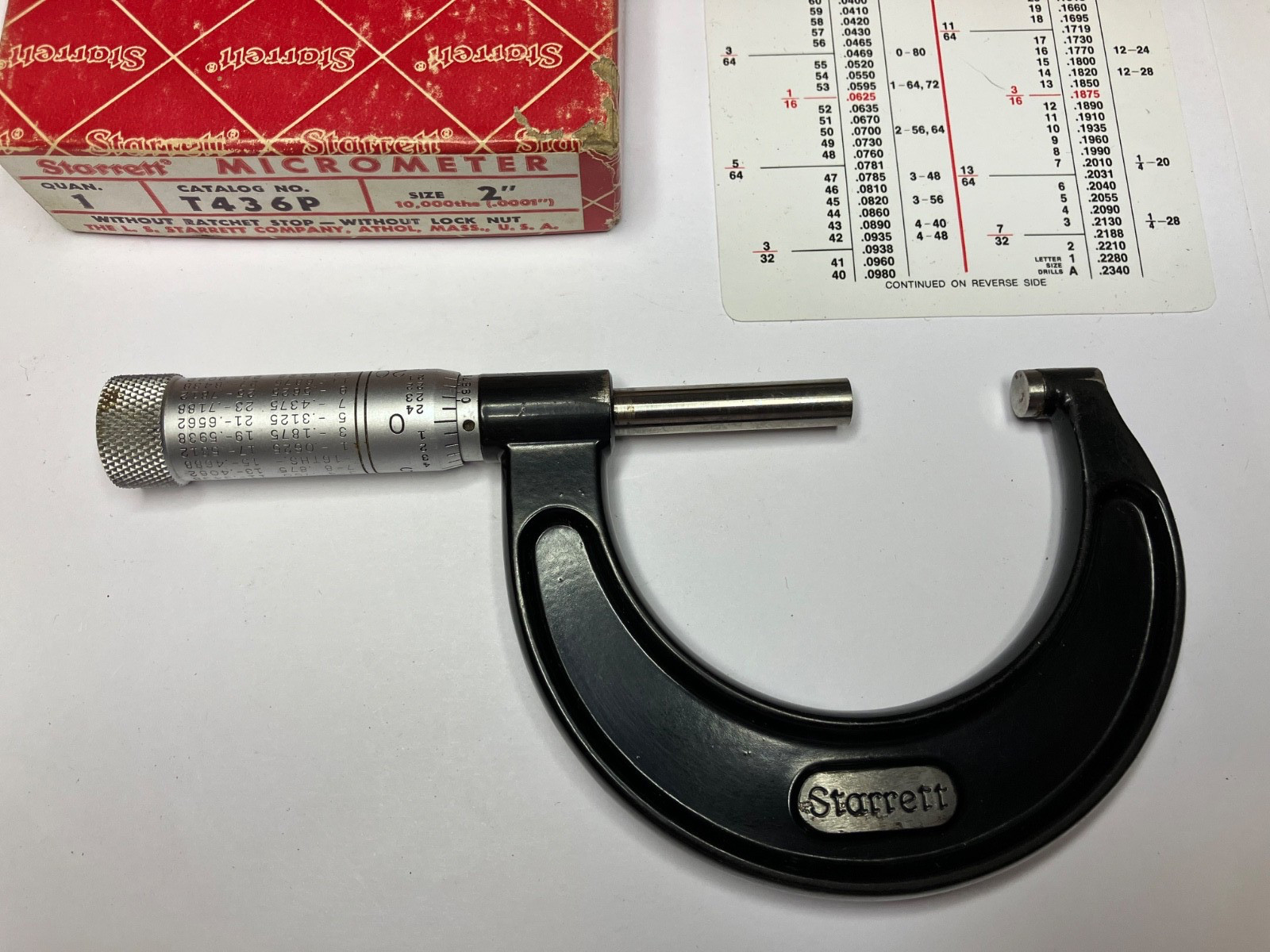 Preowned Starrett Micrometer.  (1-2")   #436P-2 Price for 1 Pc.  / 2 available.