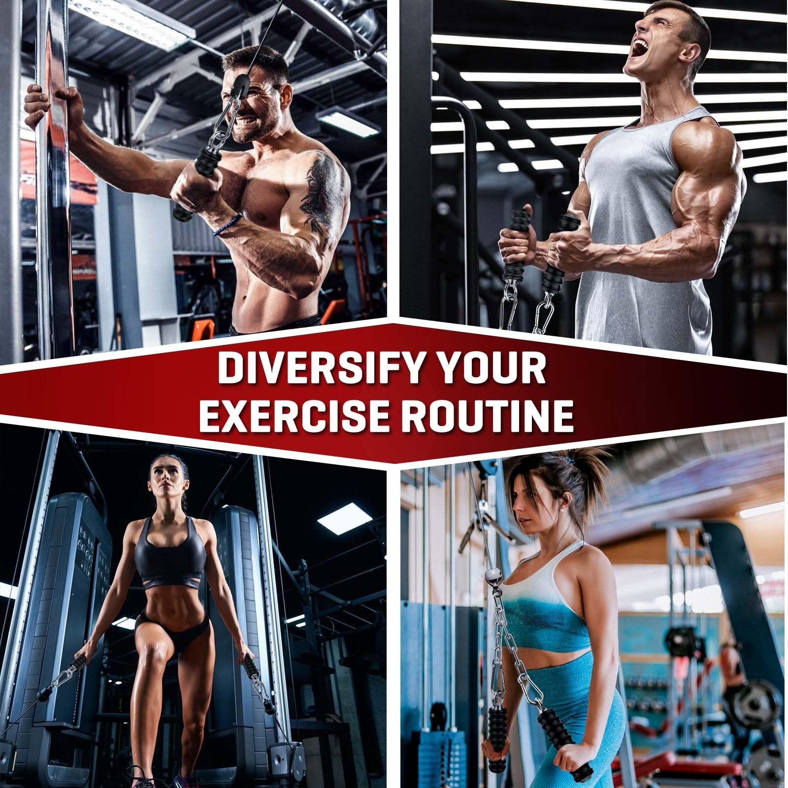 Ergonomic Gym Handles, LAT Pulldown Tricep Cable Machine Grip