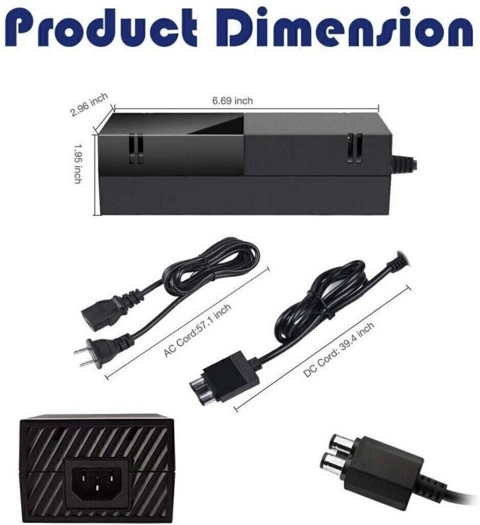 Xbox One 500GB Power Adapter Global Voltage Safe Quiet LED Indicator US Cable