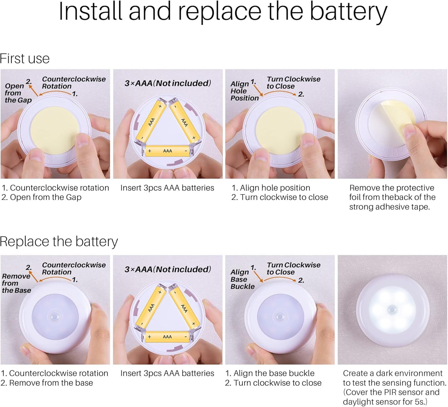 6 Pack 2.8” Motion Sensor Lights Indoor AAA Battery Operated, Stick on LED Puck