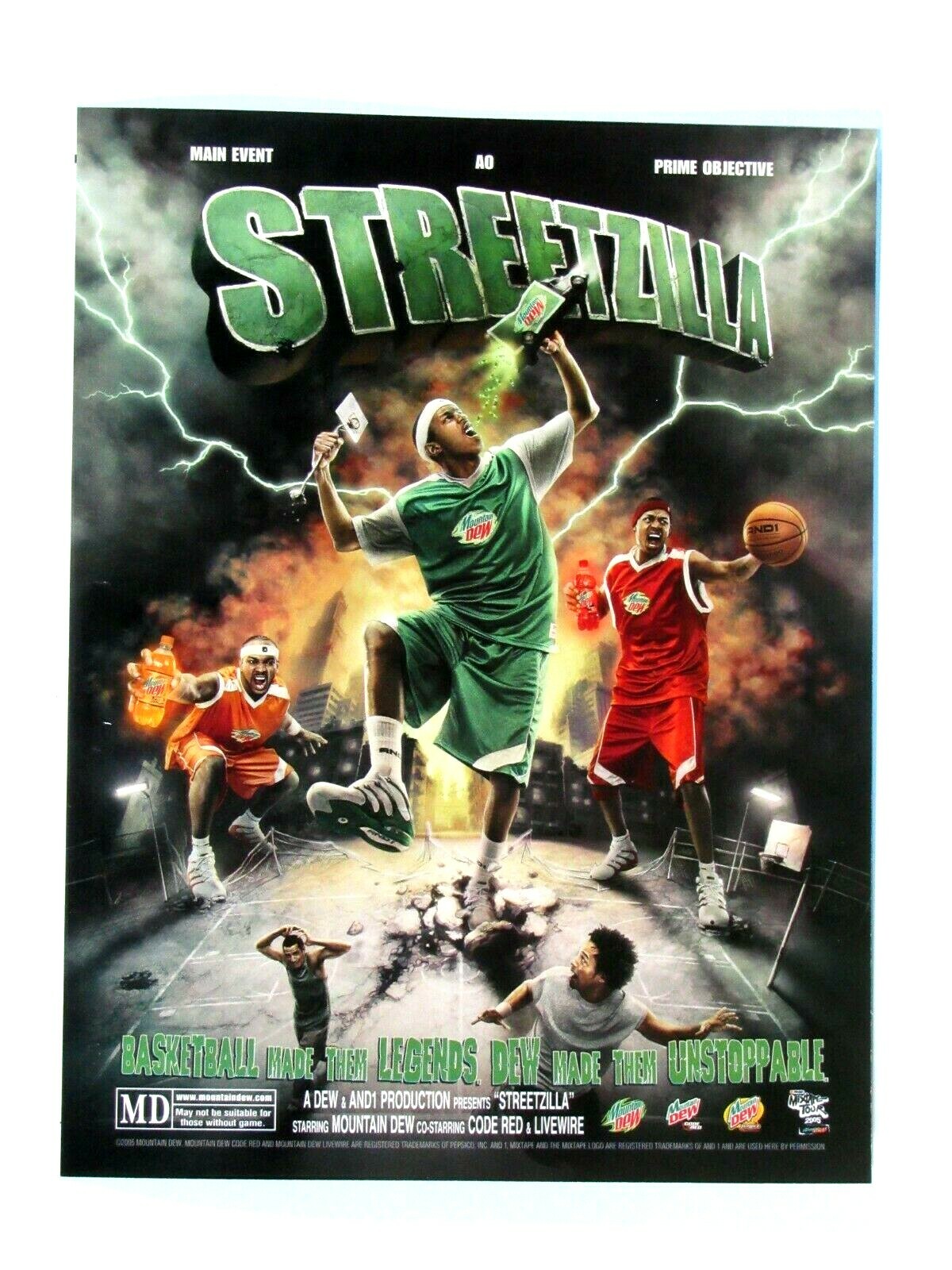 Mountain Dew Streetzilla Dew Made Them Unstoppable Original 2005 Print Ad