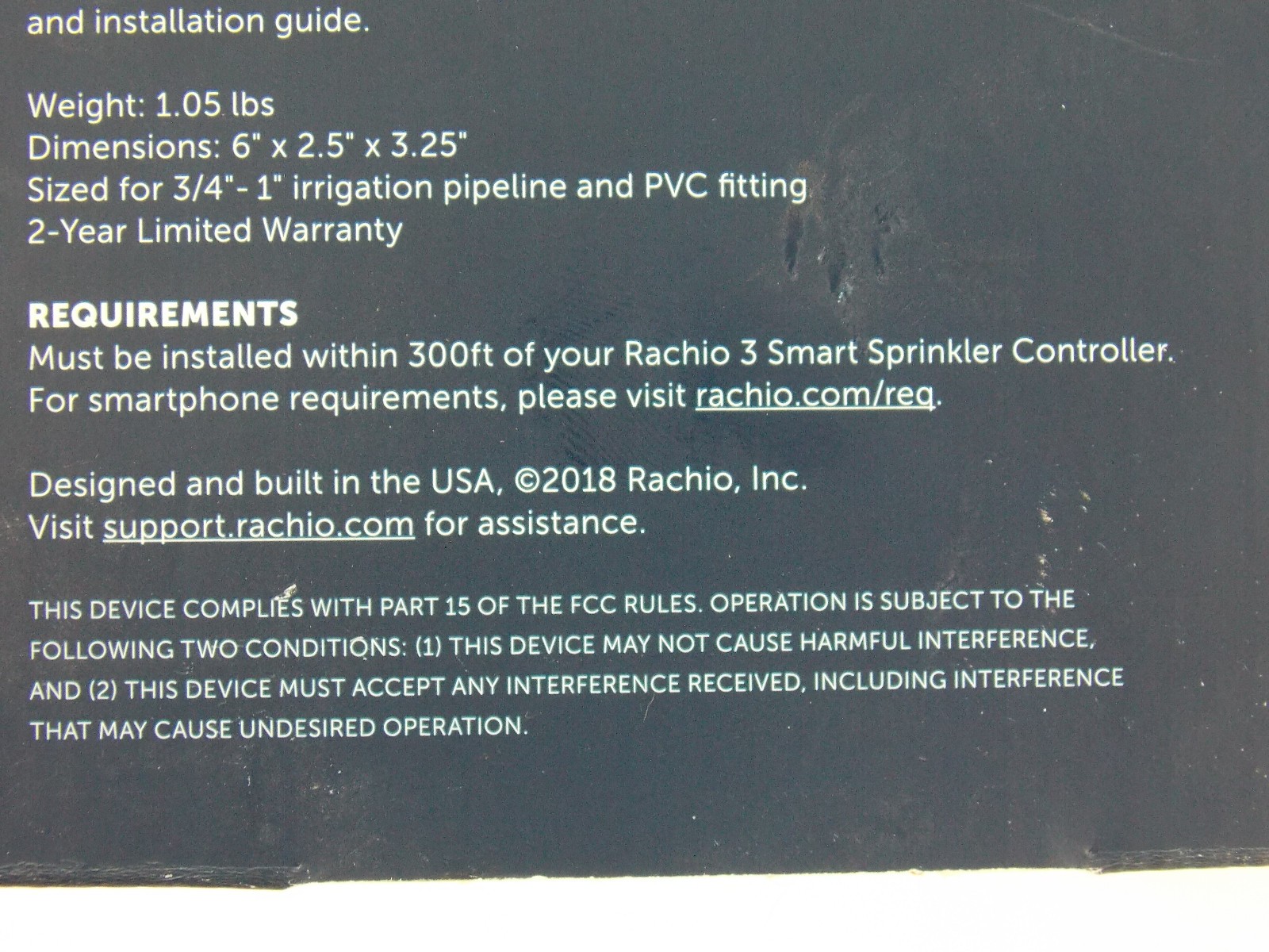 Rachio Wireless Flow Meter for rachio 3 smart sprinkler controller open box