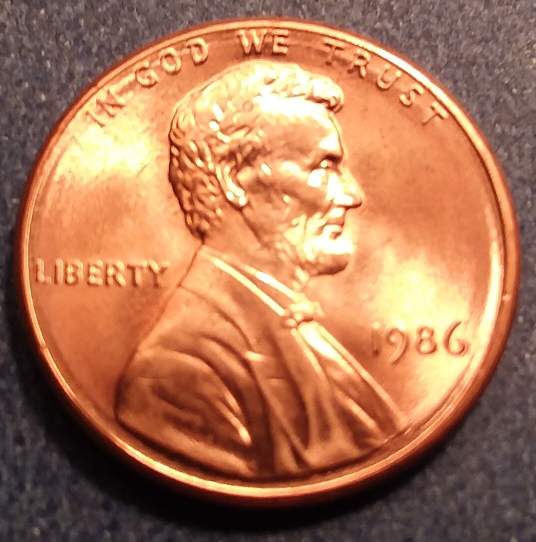 1986-P Brilliant Uncirculated Lincoln Cent.  Ships Free.  BU condition.