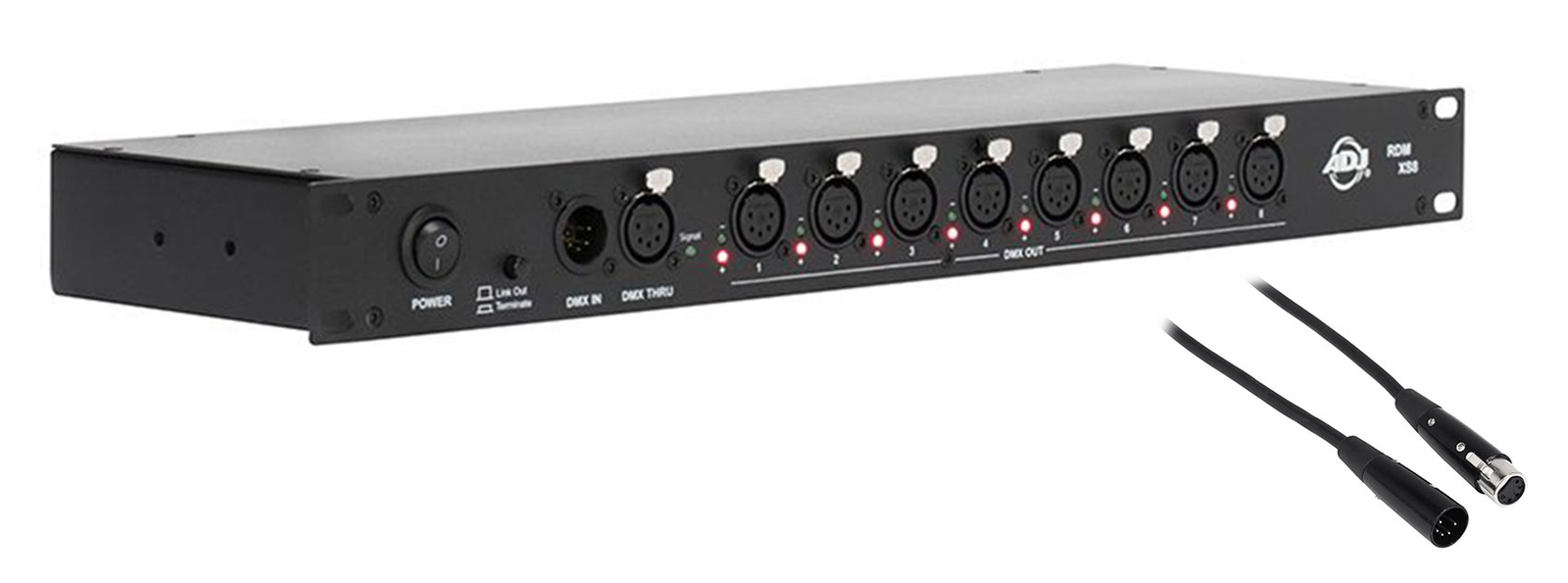 American DJ ADJ RDM XS8 Rackmount DMX Switch Data Splitter+Cable