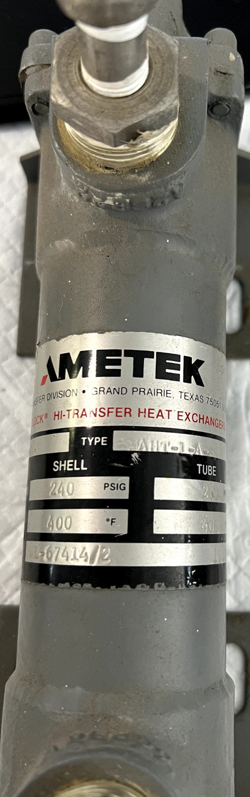 Ametek Whitlock Hi-Transfer Heat Exchanger Size: 2-W-18 Type: AHT-1-A-SS  T=400F